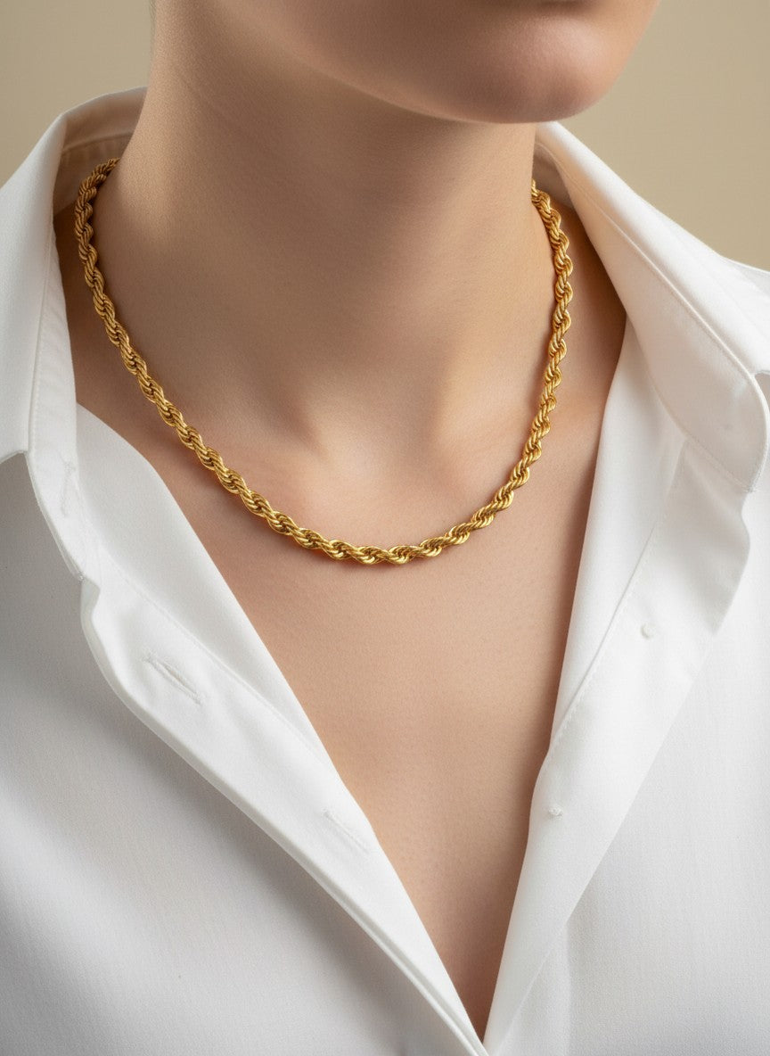 18 Inch Polished Artistic Brass Chain Necklace