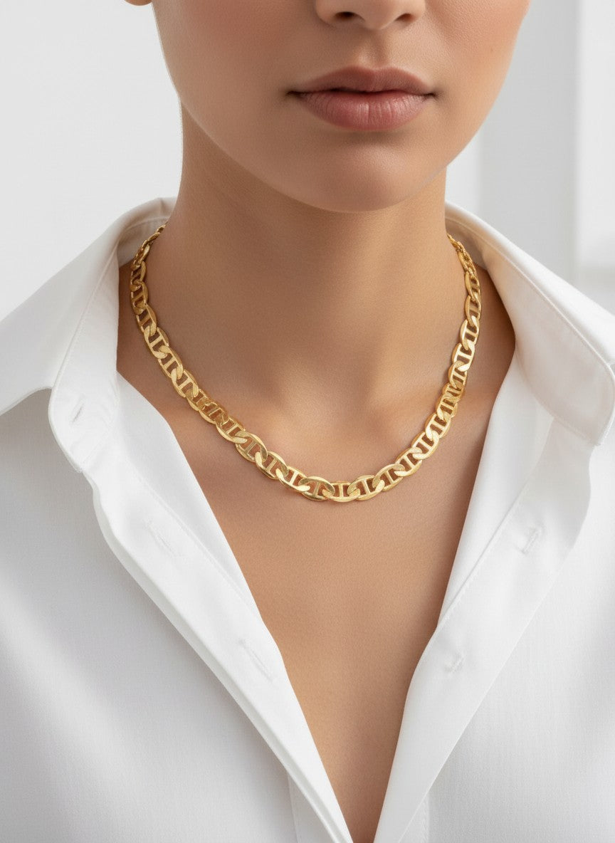 18 Inch Polished Horseshoe Chain Brass Necklace