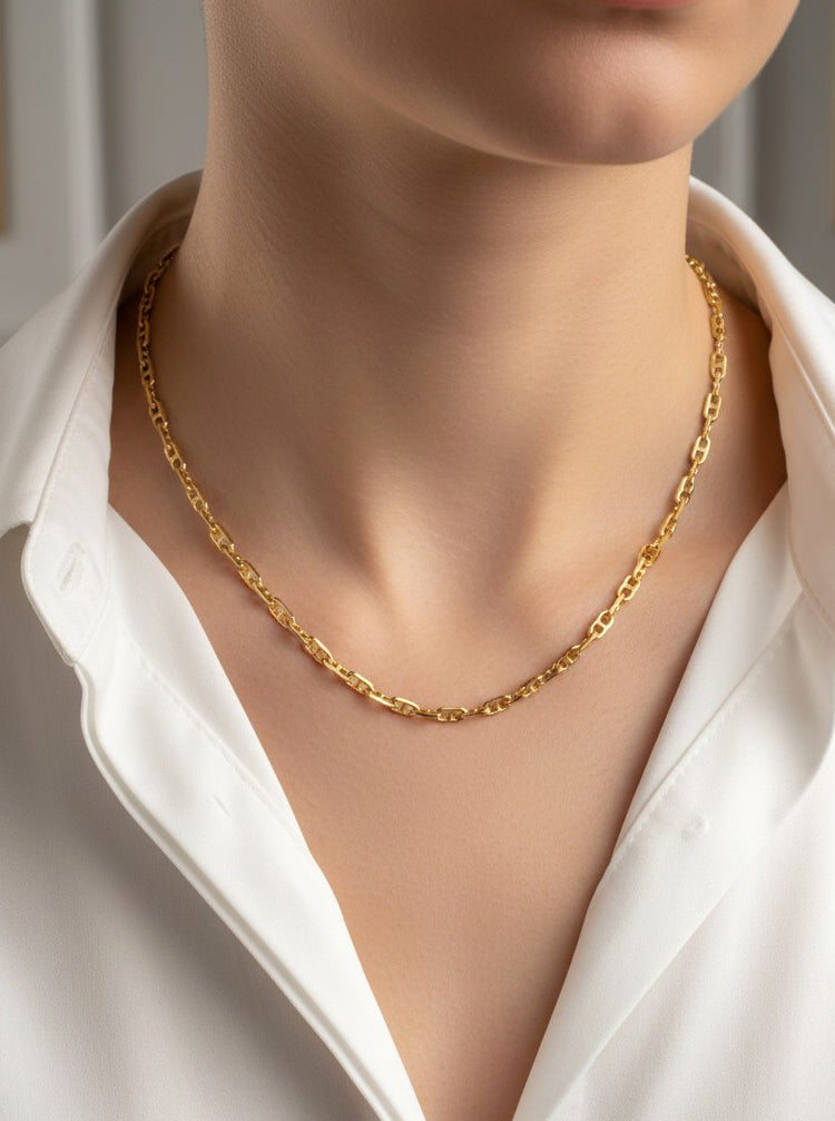 18 Inch Polished Oval Artistic Chain Necklace