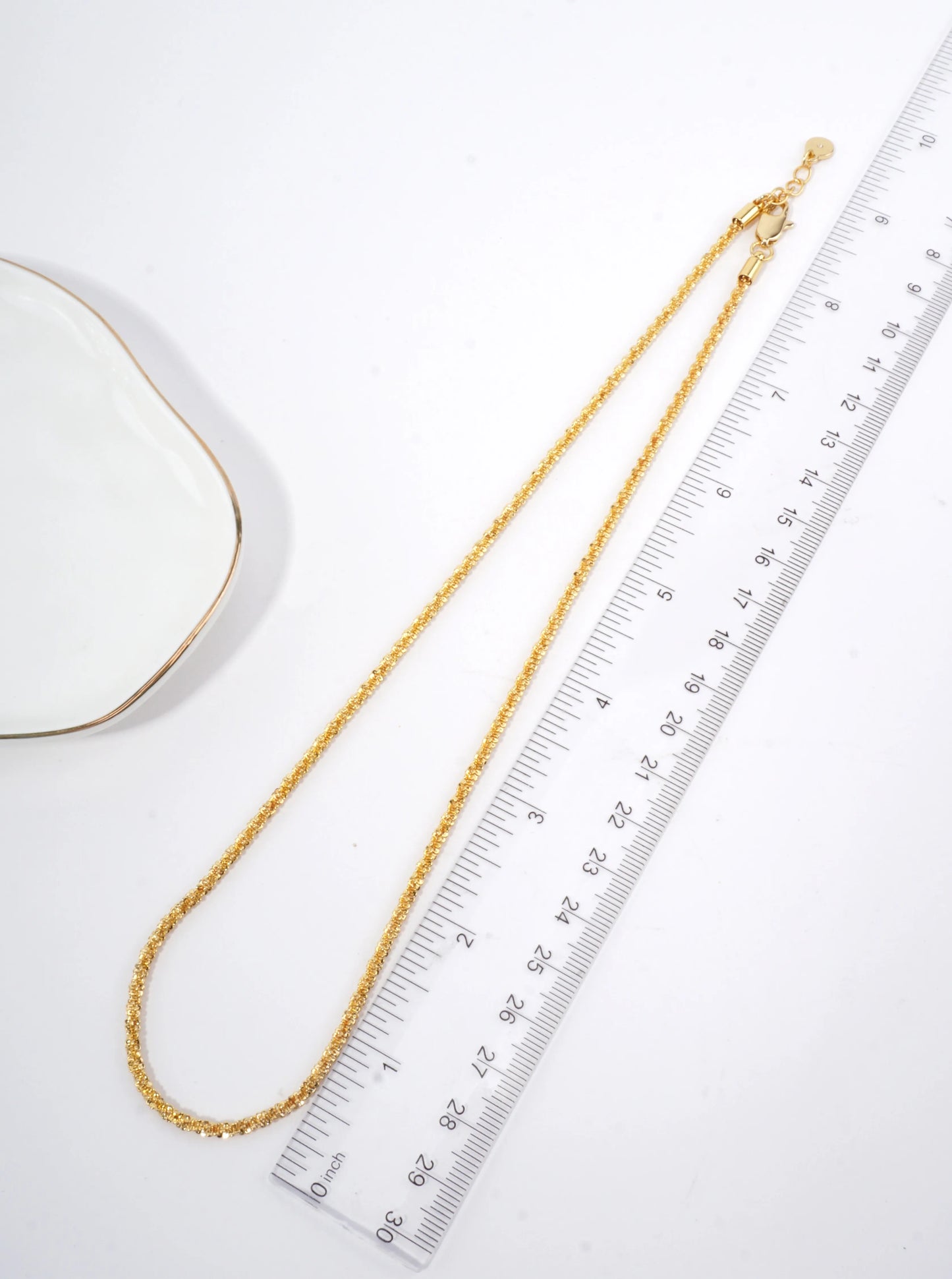 18 Inch Textured Artistic Brass Chain Necklace