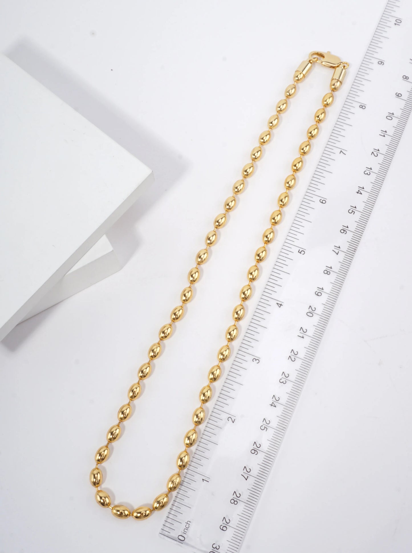 18 Inch Polished Beaded Chain Necklace