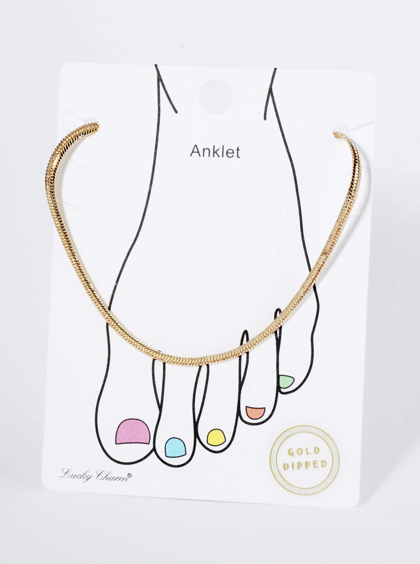 18K Gold Dipped  Two And A Half Millimeters Brass Herringbone Chain Anklet