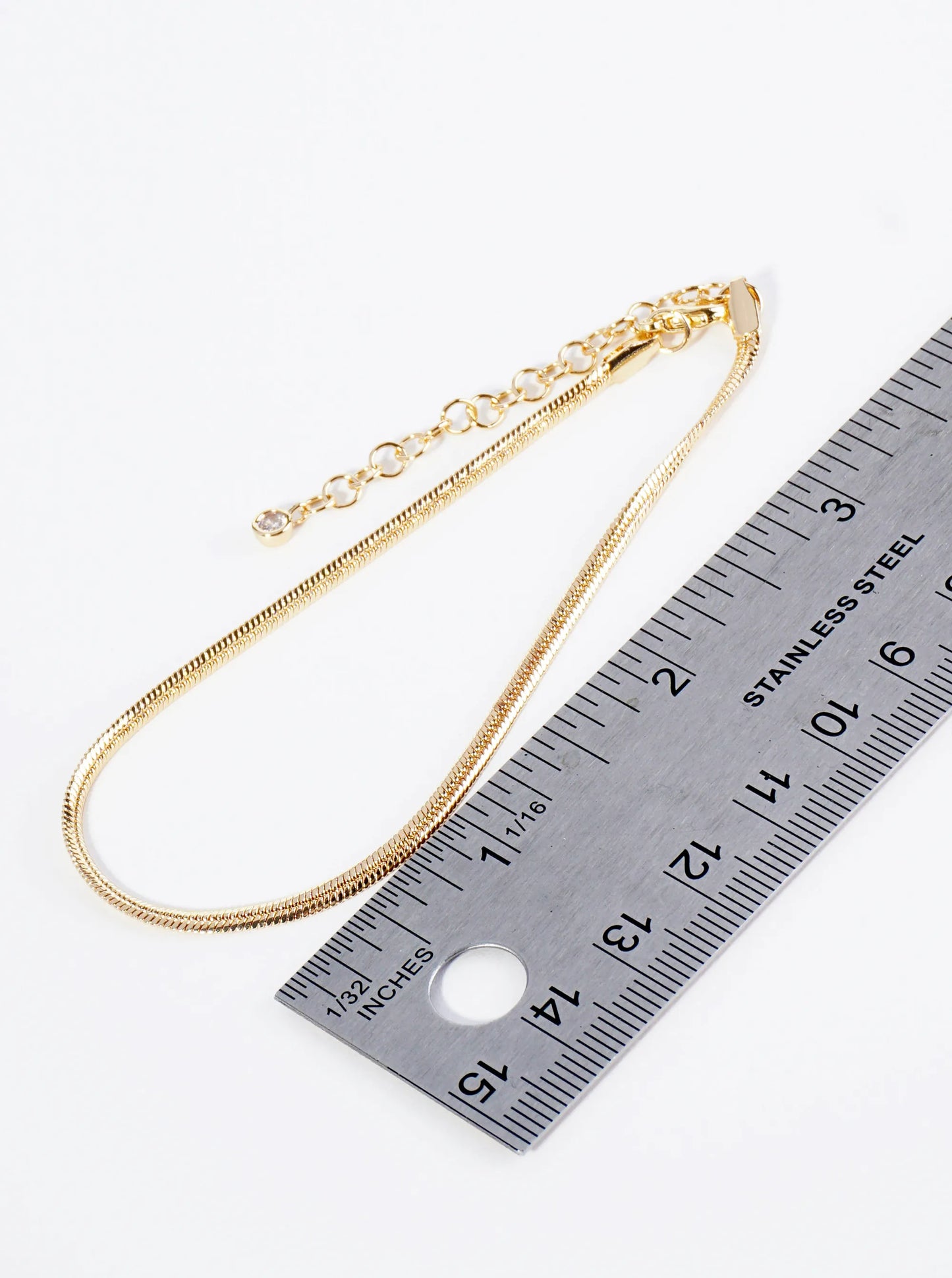 18K Gold Dipped  Two And A Half Millimeters Brass Herringbone Chain Anklet