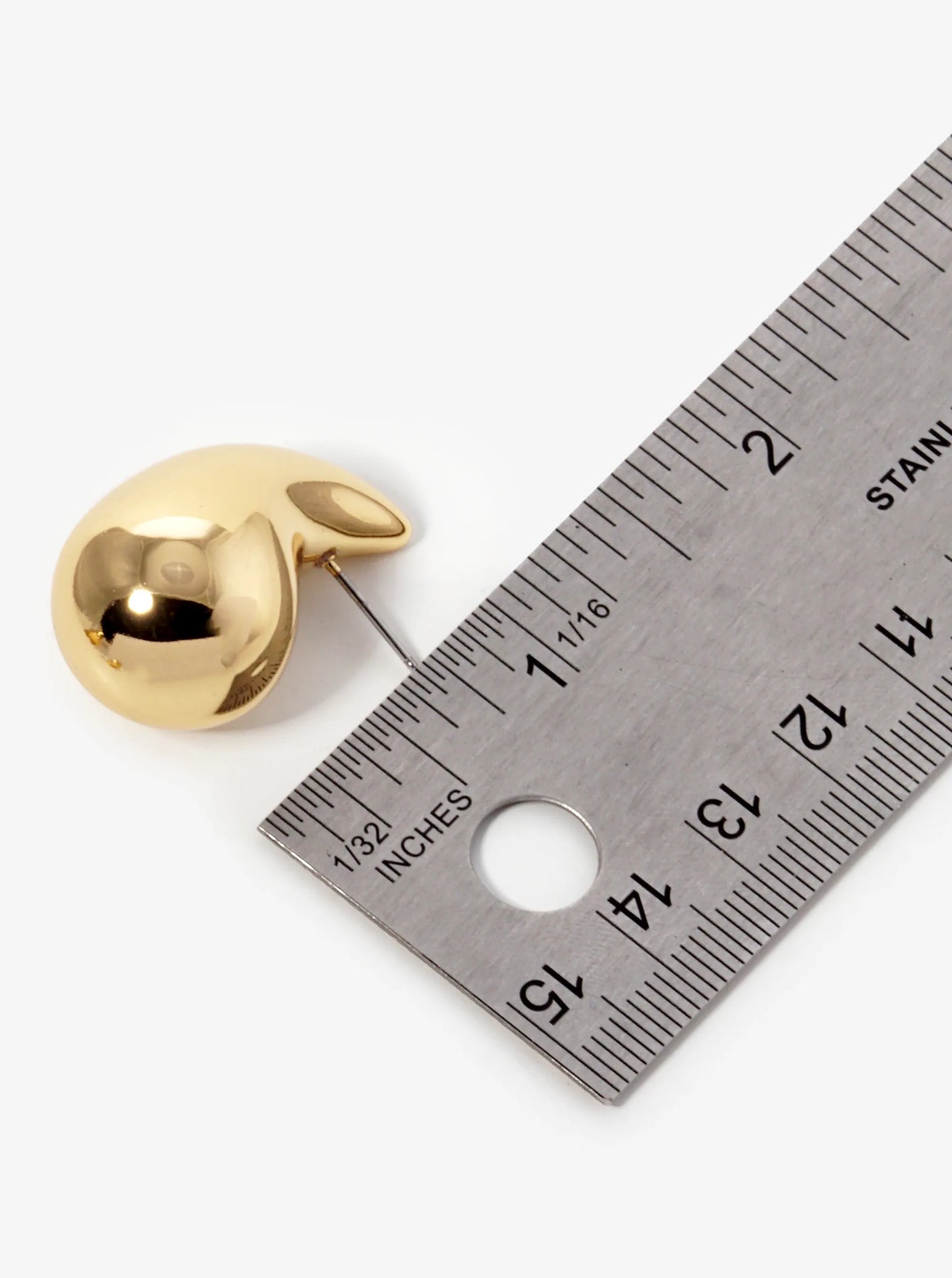 18K-Gold-Dipped 1-25-Inch Hollow Puffy Teardrop Dupe Stud Earrings