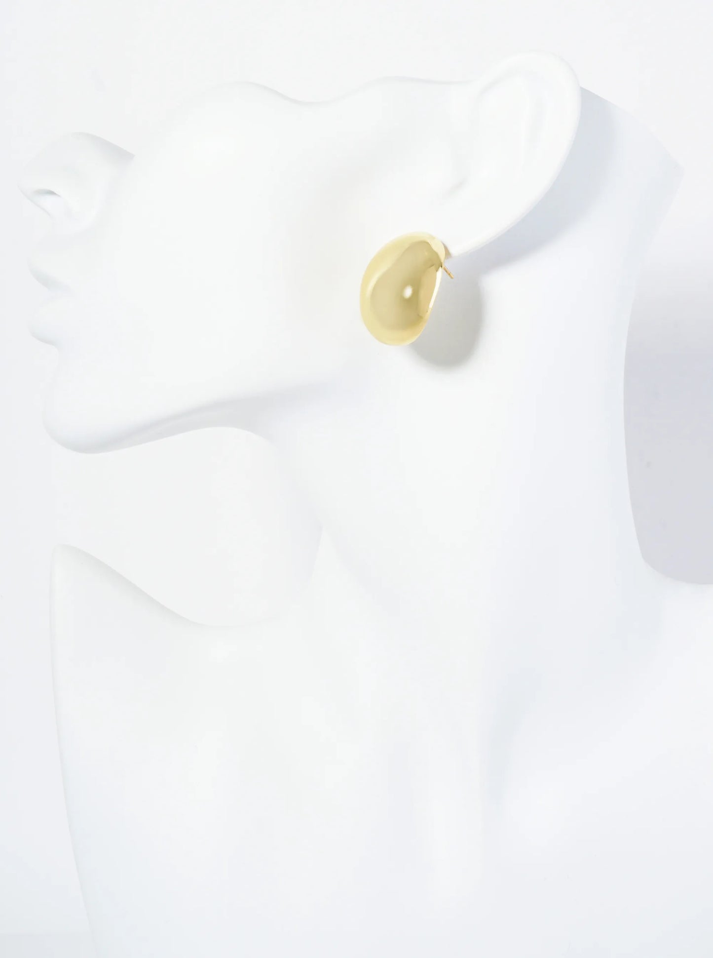 18K Gold Dipped 1 Inch Oval Button Stud Earrings