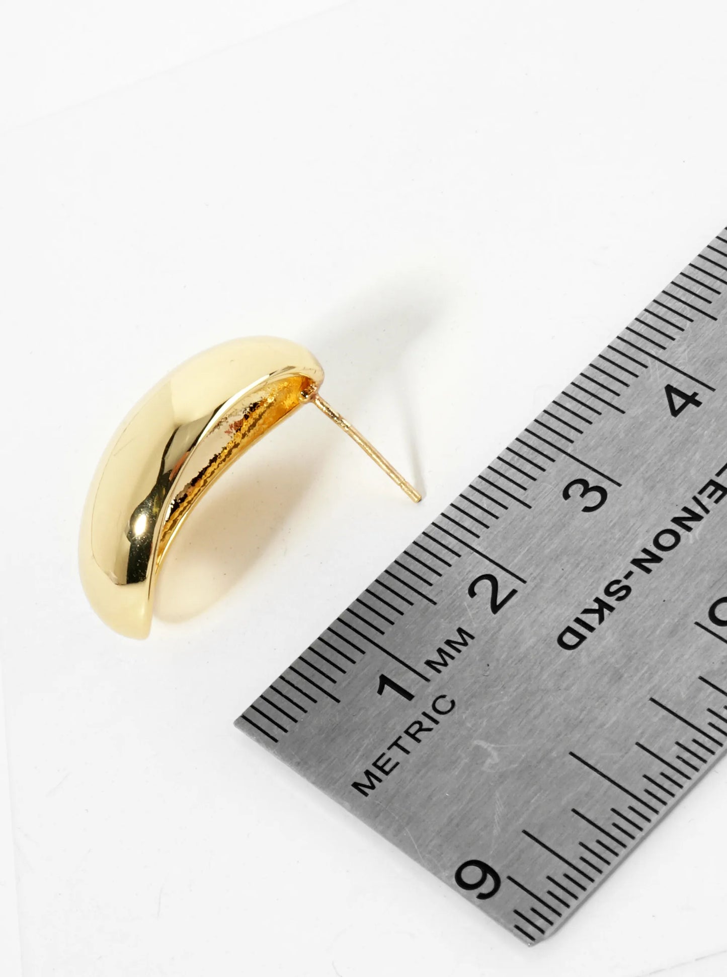18K Gold Dipped 1 Inch Oval Button Stud Earrings
