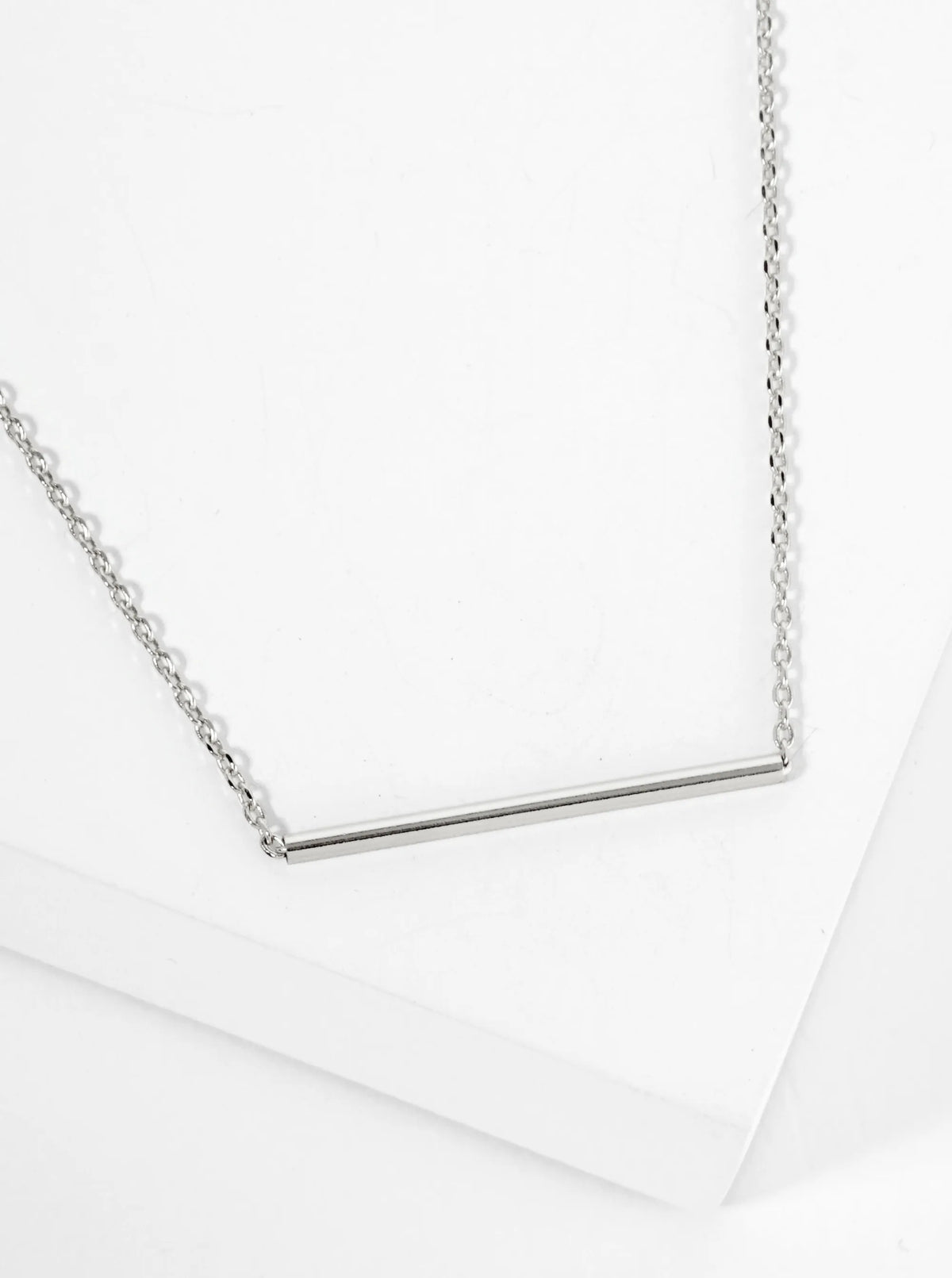 18K Gold Dipped 1 Inch Polished Tube Bar Pendant Necklace