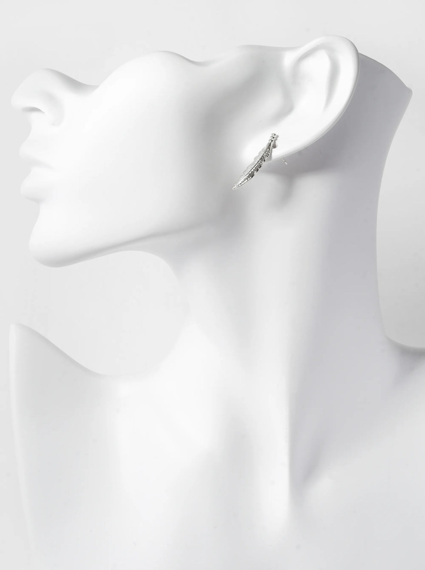 18K Gold Dipped 1 Inch Textured Brass Feather Sterling Silver Post Stud Earrings