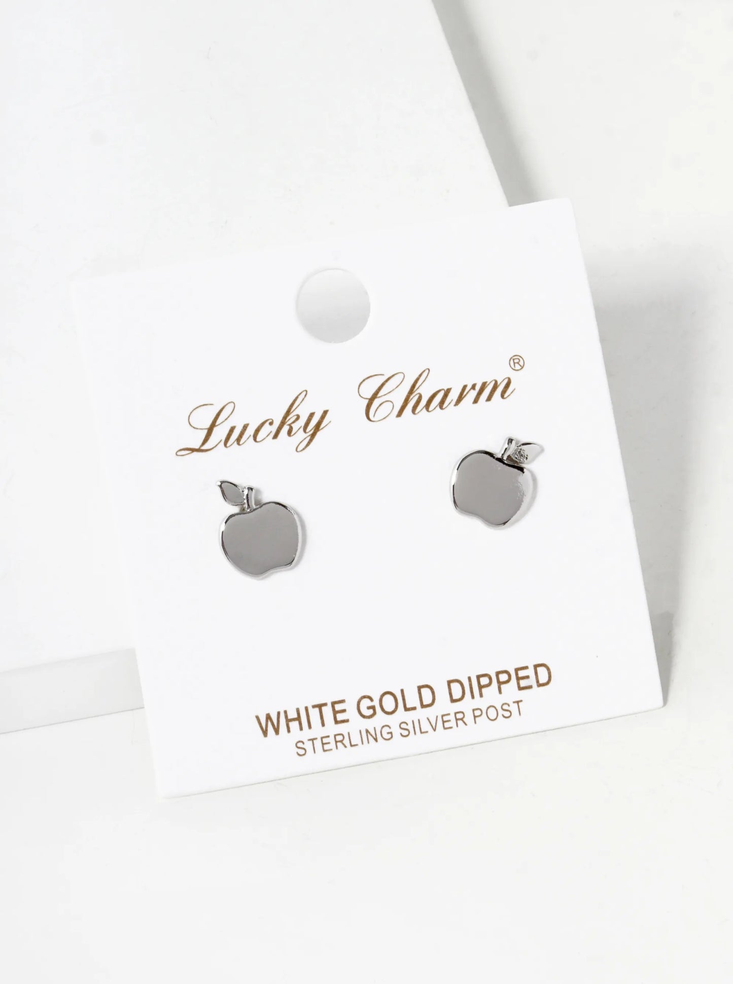 18K Gold Dipped 10mm Brass Apple Sterling Silver Post Stud Earrings