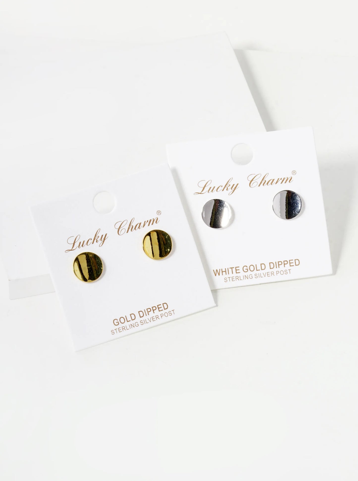 18K Gold Dipped 10mm Curved Brass Round Sterling Silver Post Stud Earrings