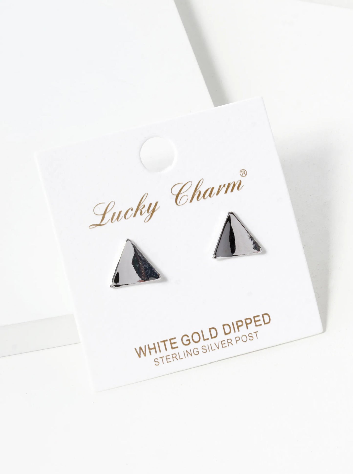 18K Gold Dipped 10mm Curved Brass Triangle Sterling Silver Post Stud Earrings