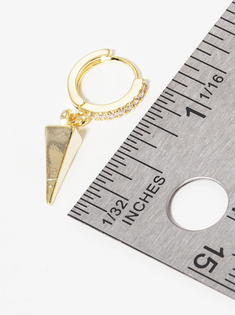 18K Gold Dipped 10mm Huggie Hoop Earrings With Spike Drop Fringe