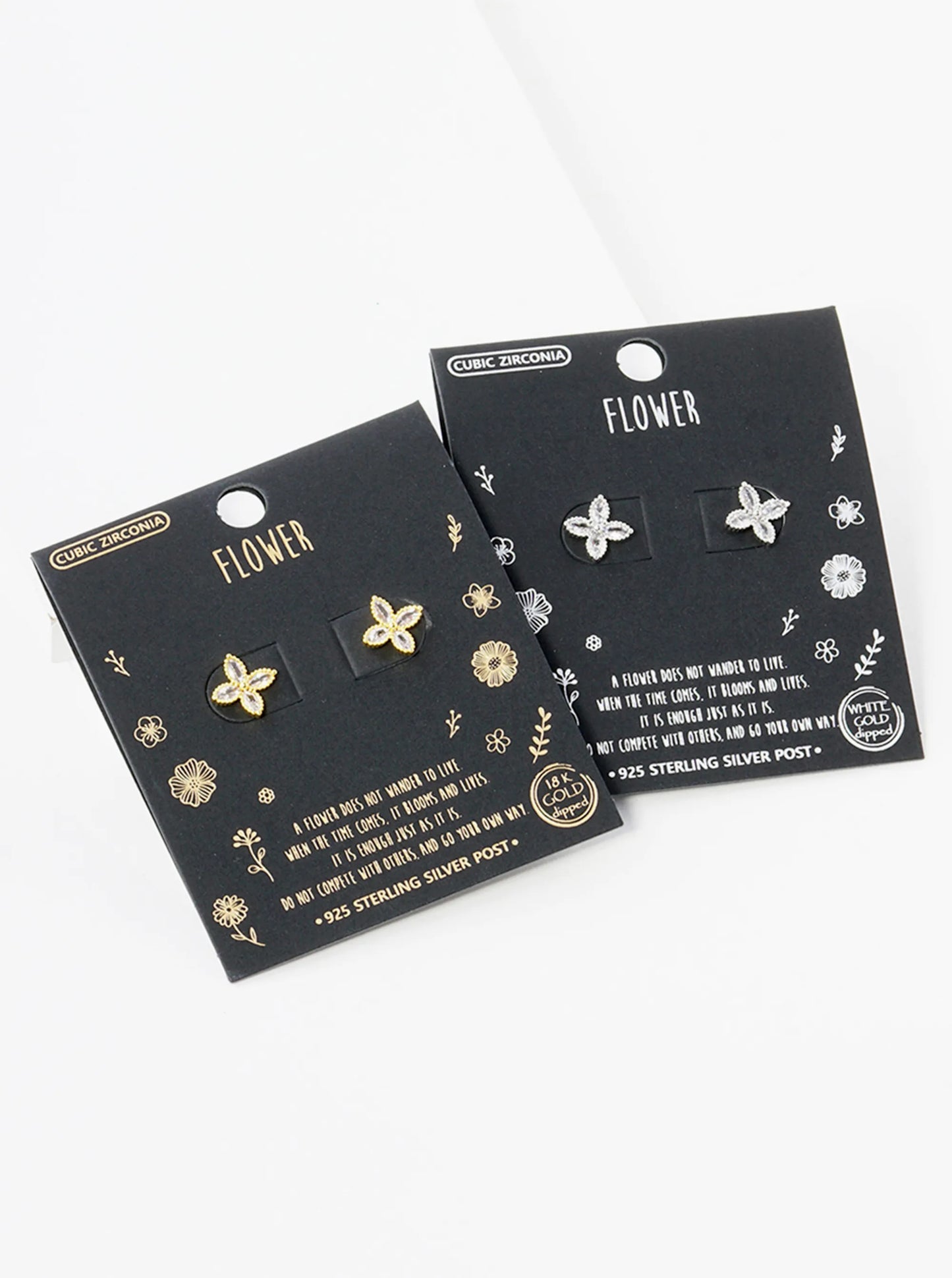 18K Gold Dipped 10mm Marquise CZ Flower Stud Earrings