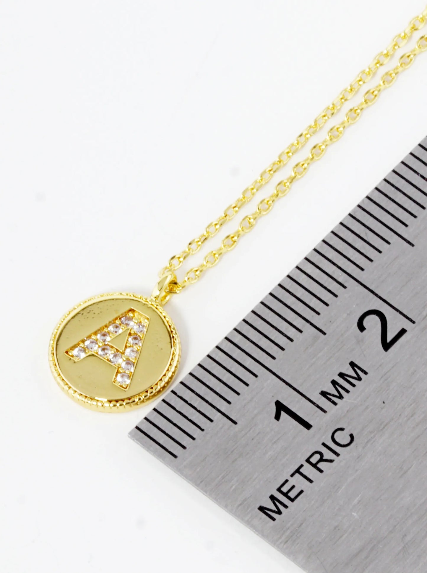 18K Gold Dipped 10mm Medallion Pave Set CZ Initial Pendant Necklace