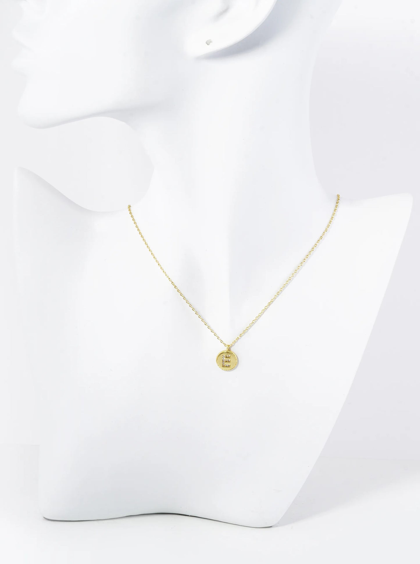 18K Gold Dipped 10mm Medallion Pave Set CZ Initial Pendant Necklace