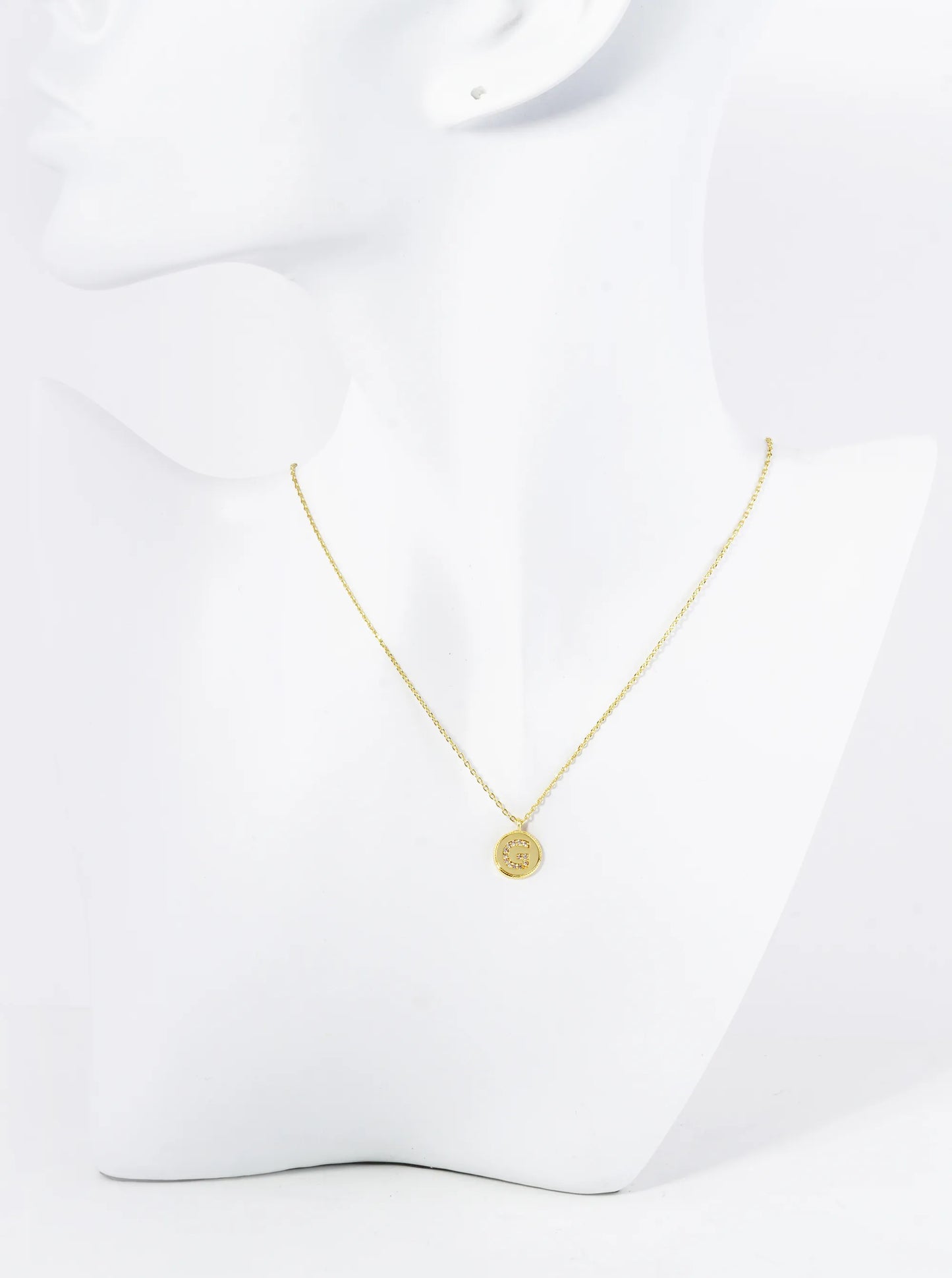 18K Gold Dipped 10mm Medallion Pave Set CZ Initial Pendant Necklace