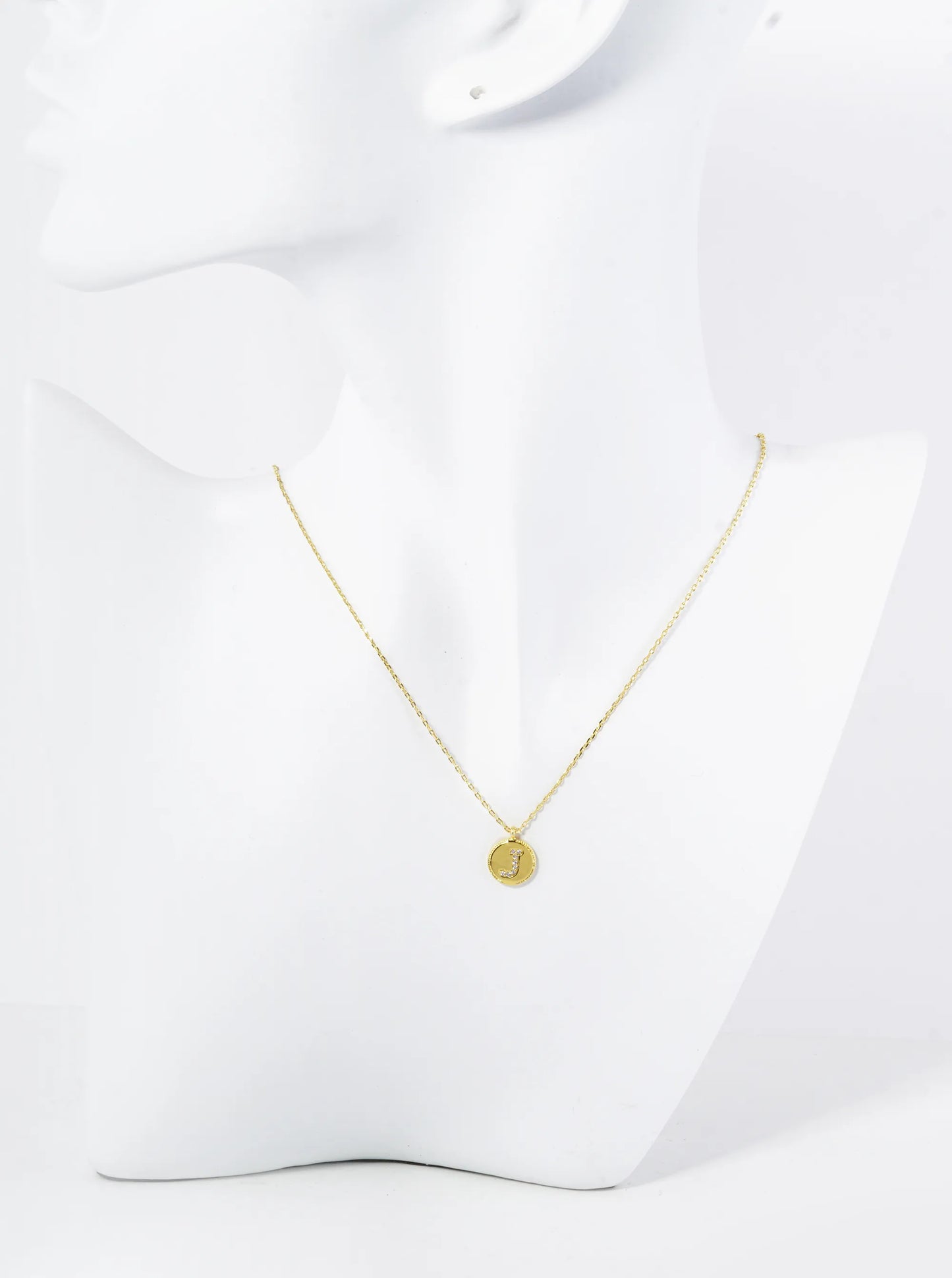 18K Gold Dipped 10mm Medallion Pave Set CZ Initial Pendant Necklace