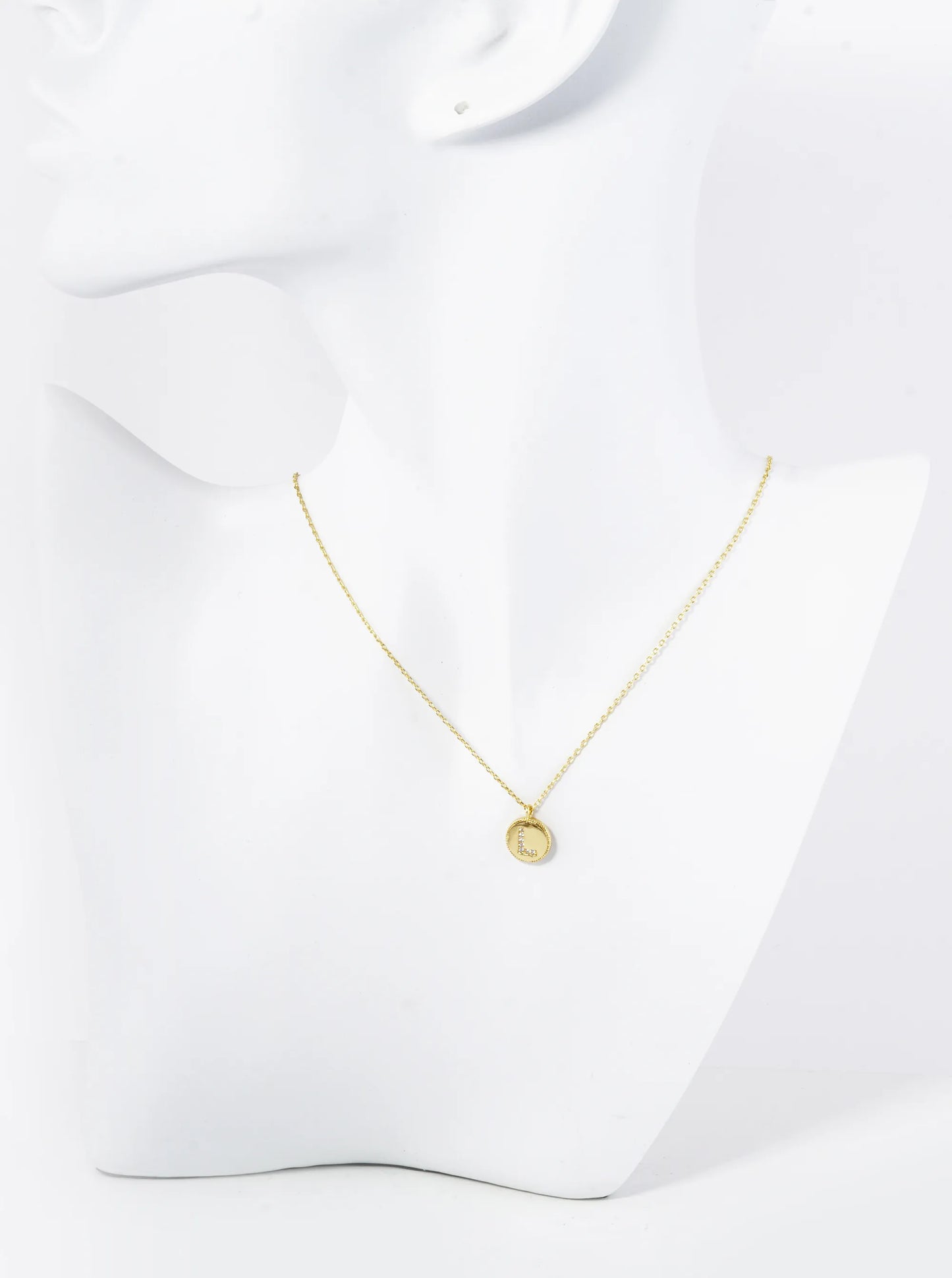 18K Gold Dipped 10mm Medallion Pave Set CZ Initial Pendant Necklace
