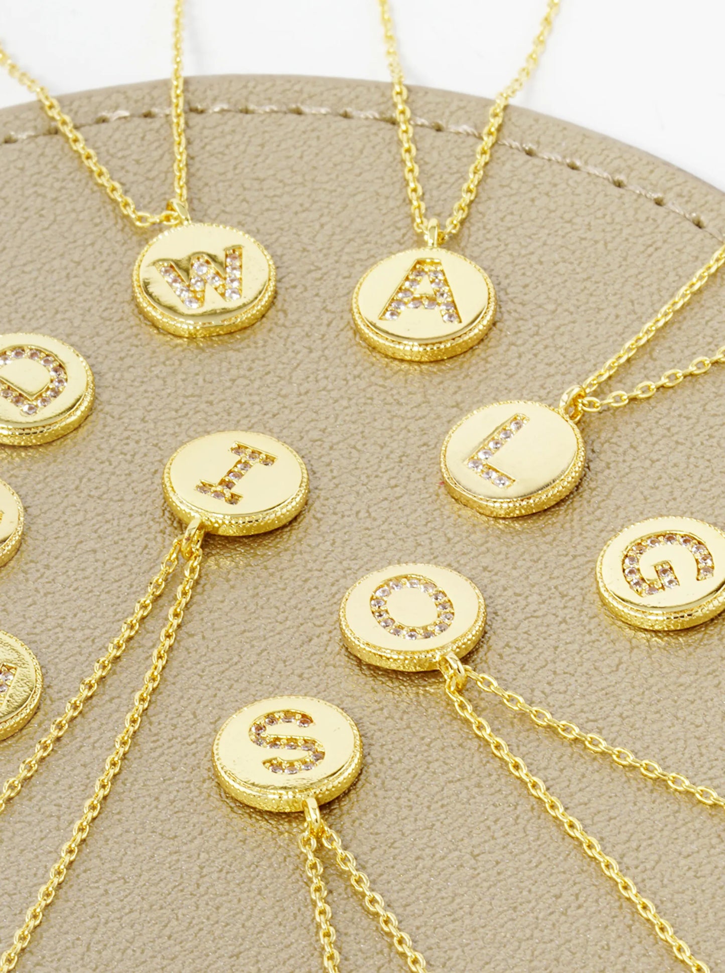 18K Gold Dipped 10mm Medallion Pave Set CZ Initial Pendant Necklace