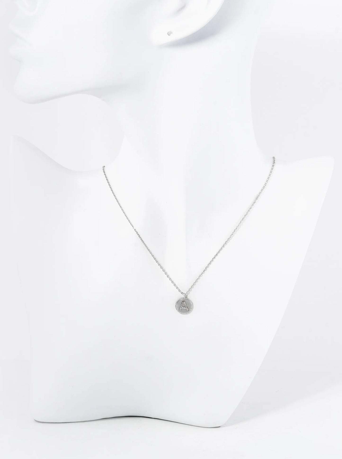 18K Gold Dipped 10mm Medallion Pave Set CZ Initial Pendant Necklace