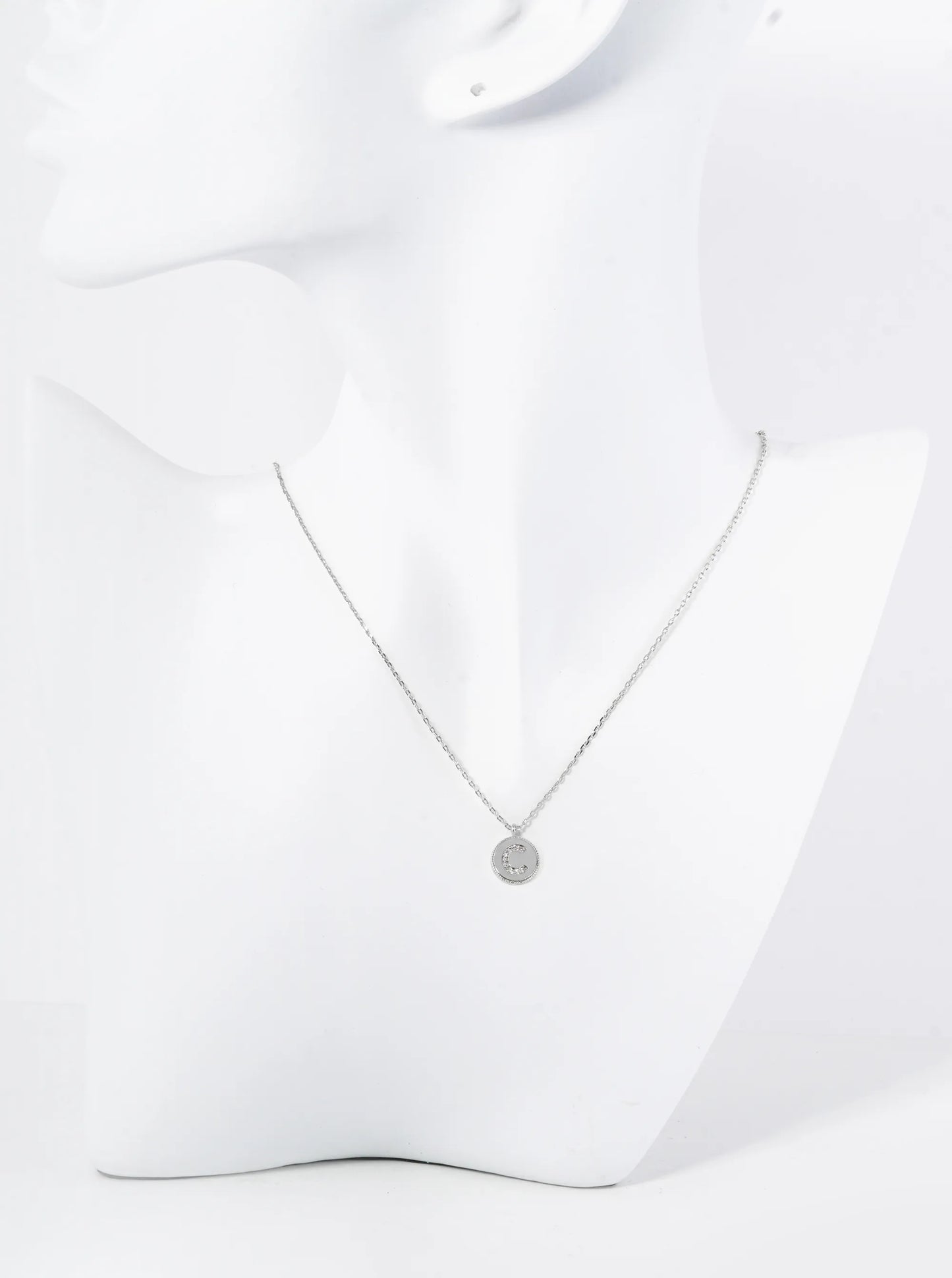 18K Gold Dipped 10mm Medallion Pave Set CZ Initial Pendant Necklace