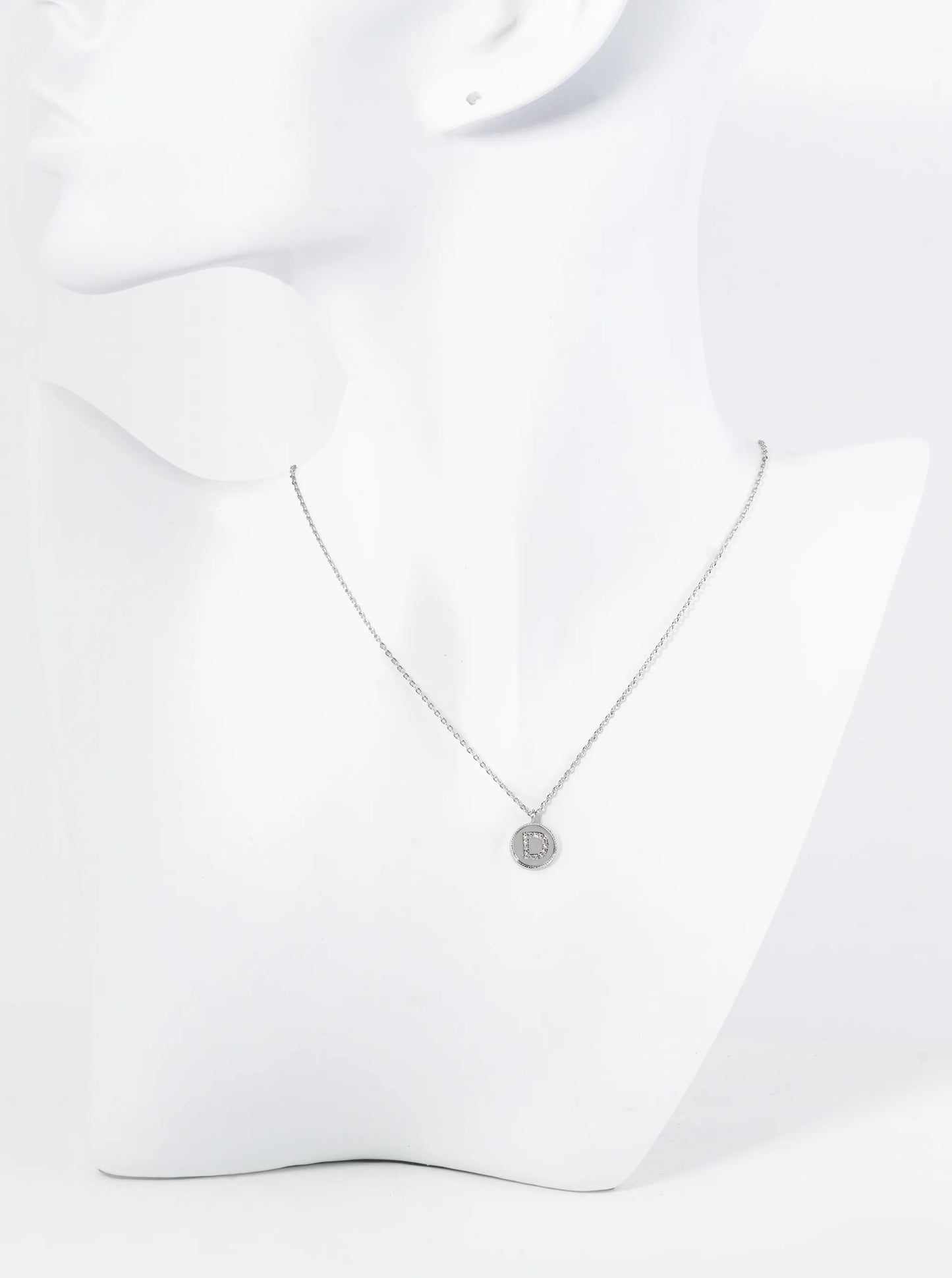 18K Gold Dipped 10mm Medallion Pave Set CZ Initial Pendant Necklace