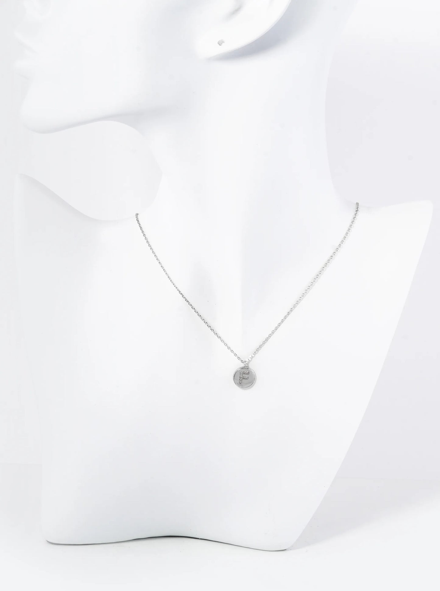 18K Gold Dipped 10mm Medallion Pave Set CZ Initial Pendant Necklace