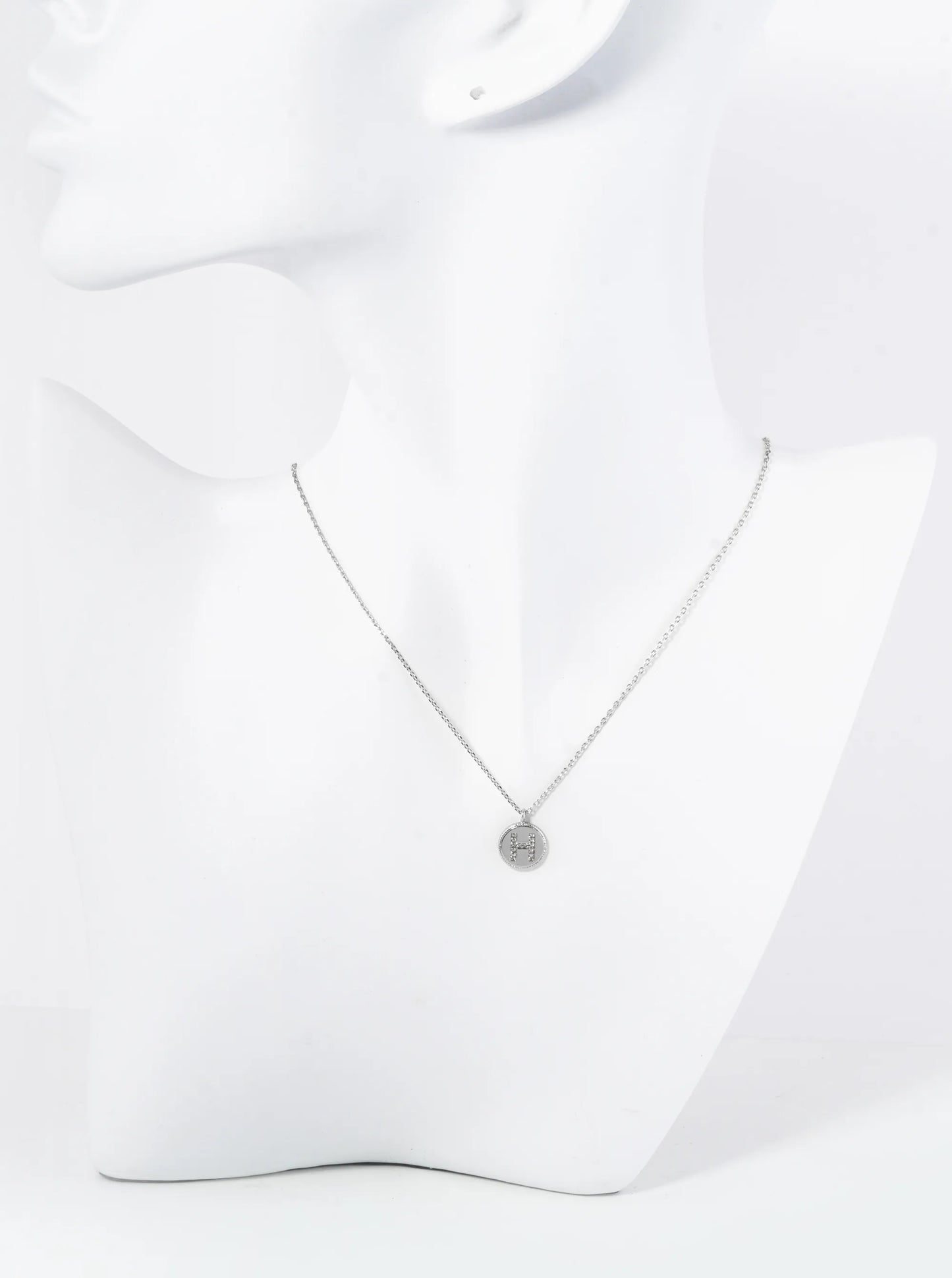 18K Gold Dipped 10mm Medallion Pave Set CZ Initial Pendant Necklace