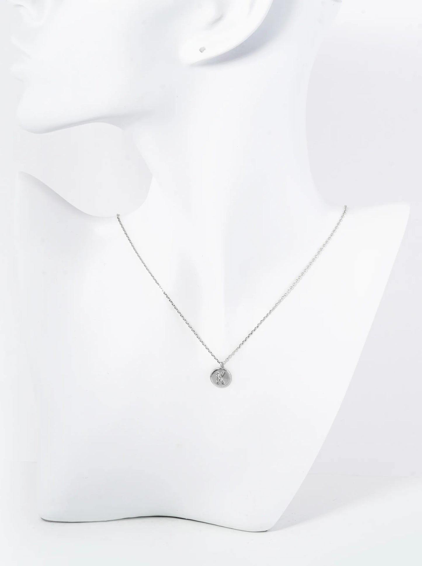 18K Gold Dipped 10mm Medallion Pave Set CZ Initial Pendant Necklace