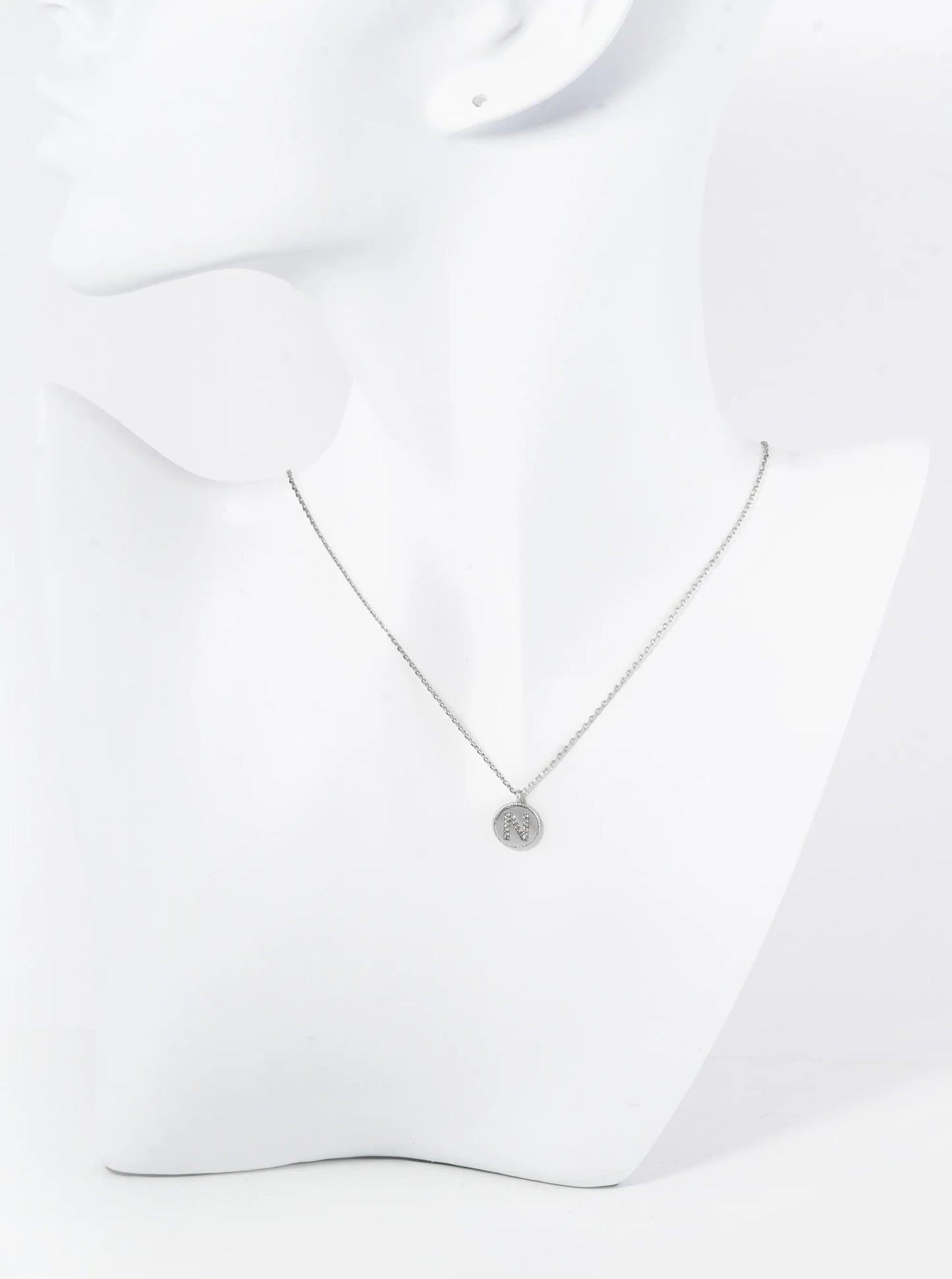 18K Gold Dipped 10mm Medallion Pave Set CZ Initial Pendant Necklace