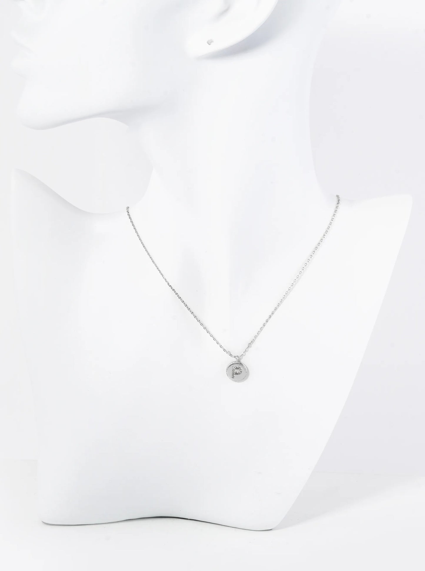 18K Gold Dipped 10mm Medallion Pave Set CZ Initial Pendant Necklace