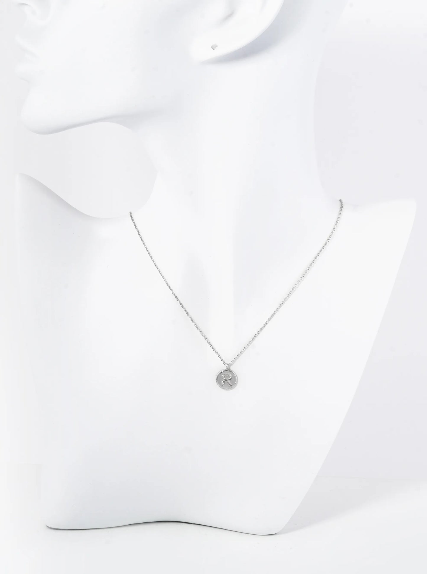 18K Gold Dipped 10mm Medallion Pave Set CZ Initial Pendant Necklace