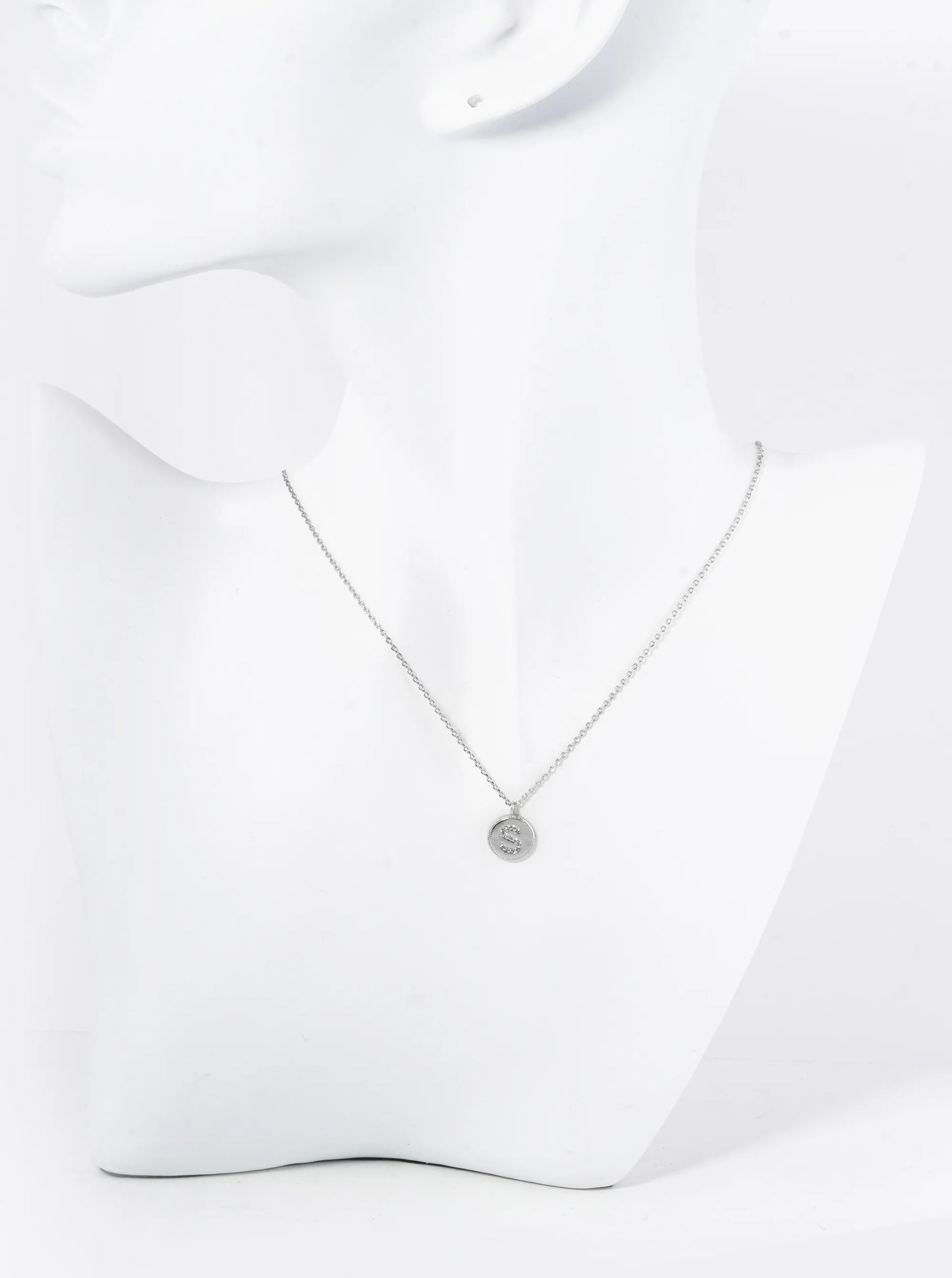 18K Gold Dipped 10mm Medallion Pave Set CZ Initial Pendant Necklace