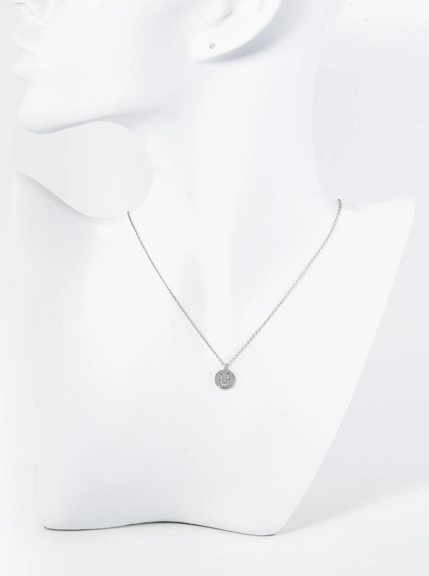 18K Gold Dipped 10mm Medallion Pave Set CZ Initial Pendant Necklace