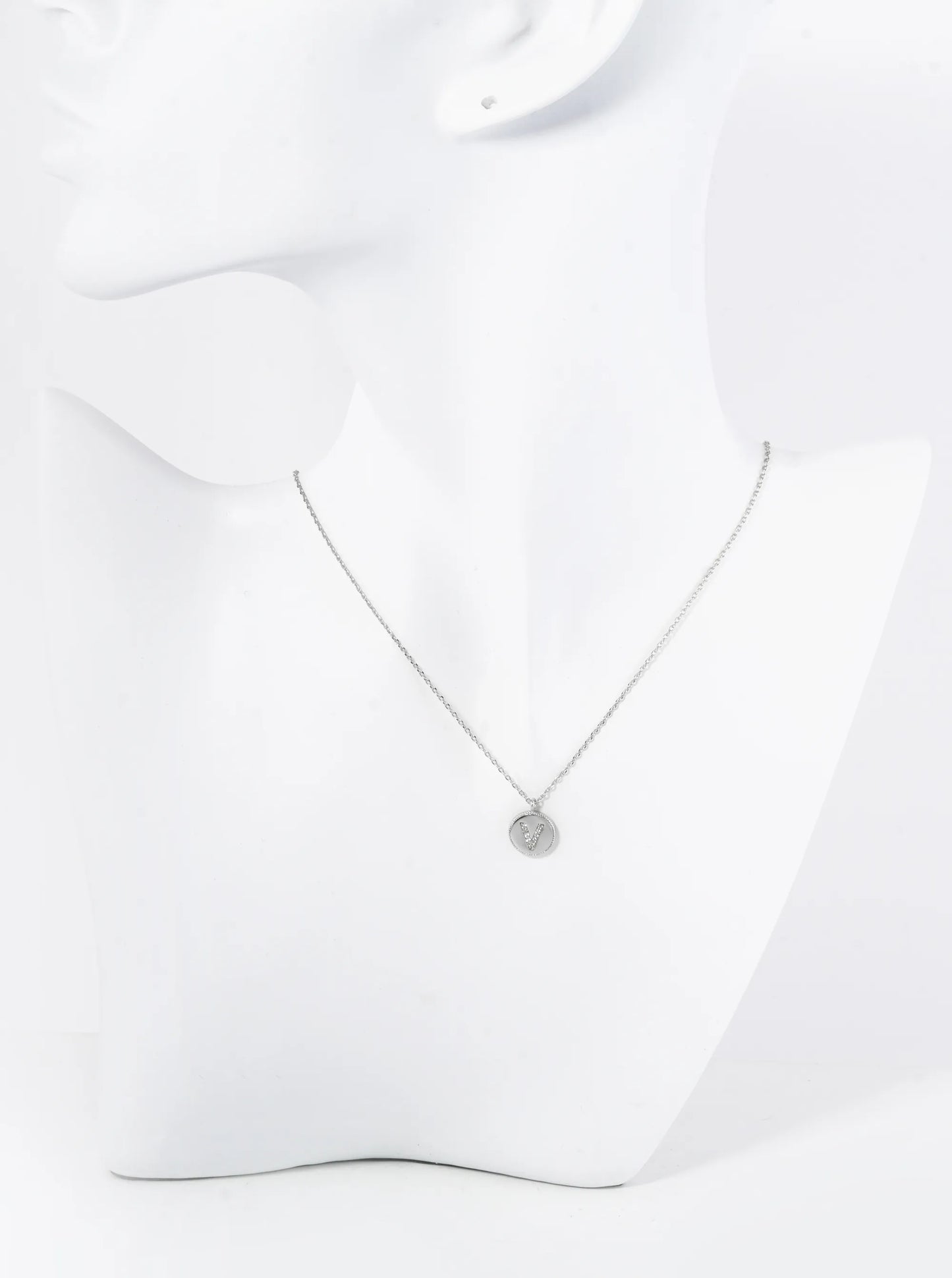 18K Gold Dipped 10mm Medallion Pave Set CZ Initial Pendant Necklace