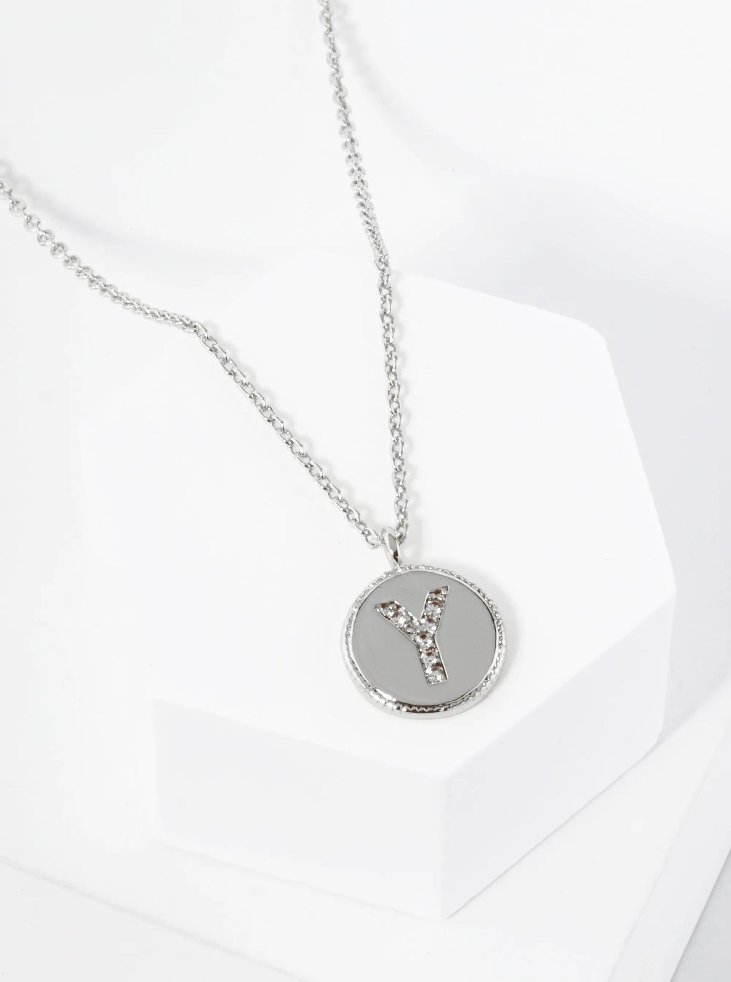 18K Gold Dipped 10mm Medallion Pave Set CZ Initial Pendant Necklace