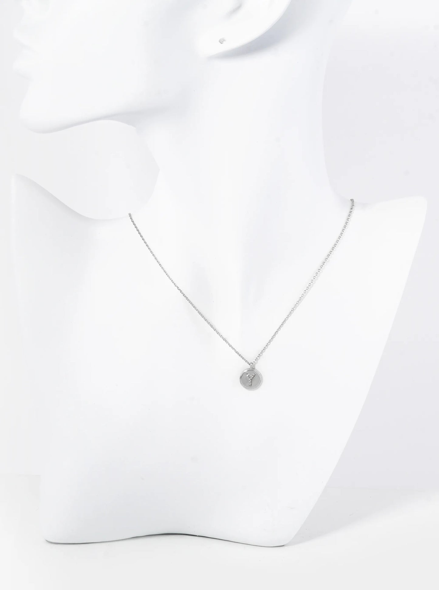 18K Gold Dipped 10mm Medallion Pave Set CZ Initial Pendant Necklace