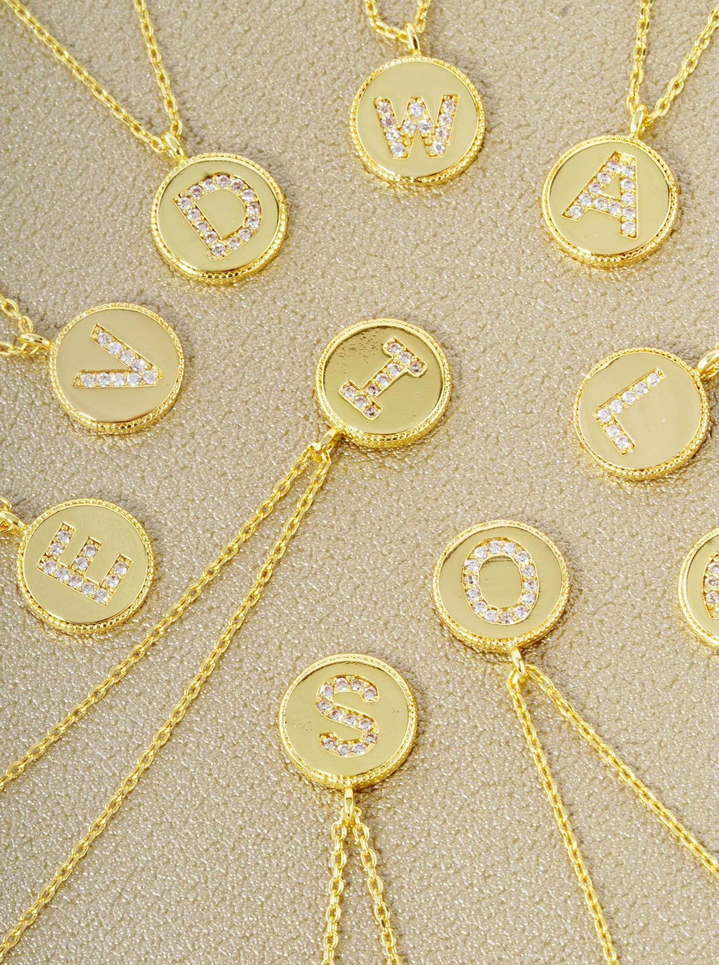 18K Gold Dipped 10mm Medallion Pave Set CZ Initial Pendant Necklace