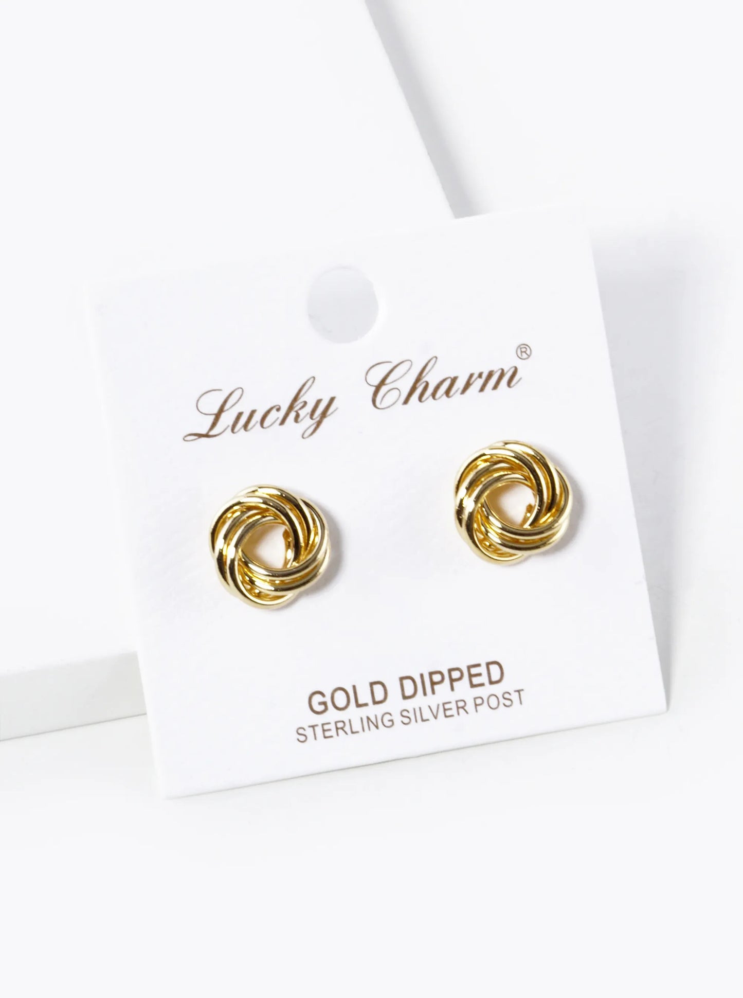 18K Gold Dipped 11mm Brass Love Knot Stud Earrings