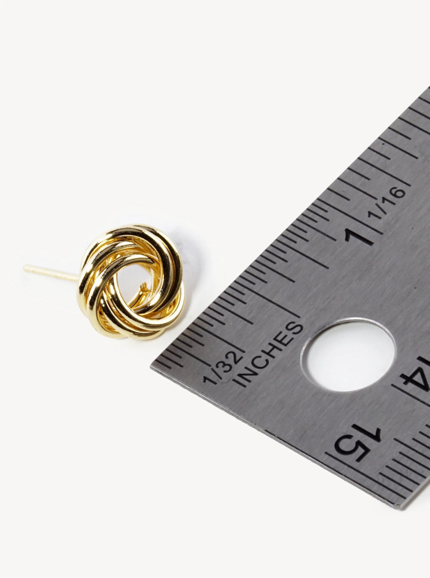 18K Gold Dipped 11mm Brass Love Knot Stud Earrings