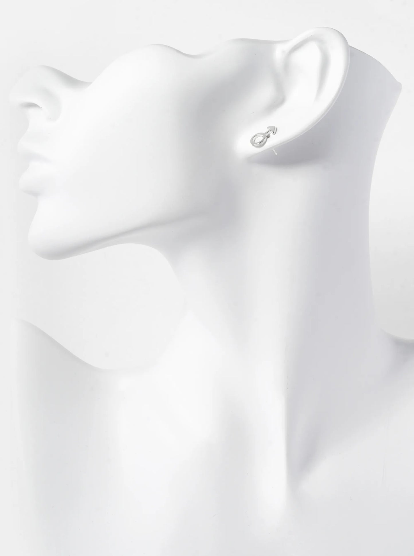 18K Gold Dipped 11mm Brass Male Gender Symbol Sterling Silver Post Stud Earrings