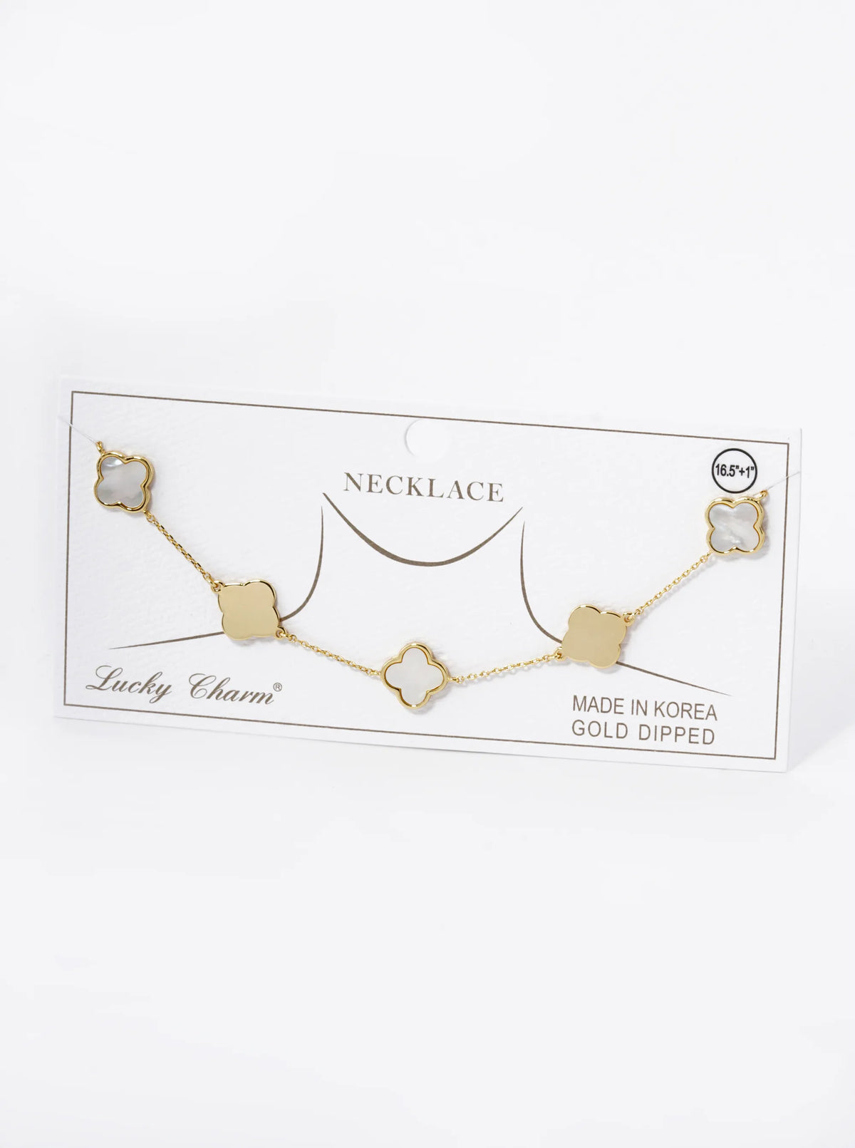 18K Gold Dipped 11mm Five Quatrefoil Station Necklace