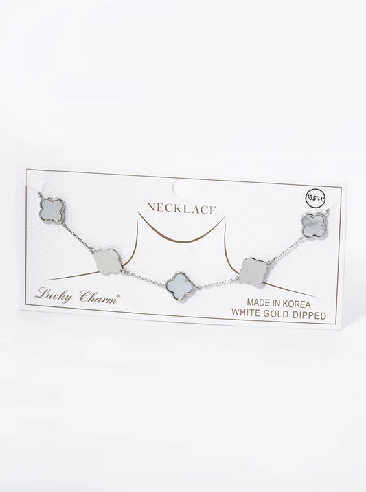18K Gold Dipped 11mm Five Quatrefoil Station Necklace