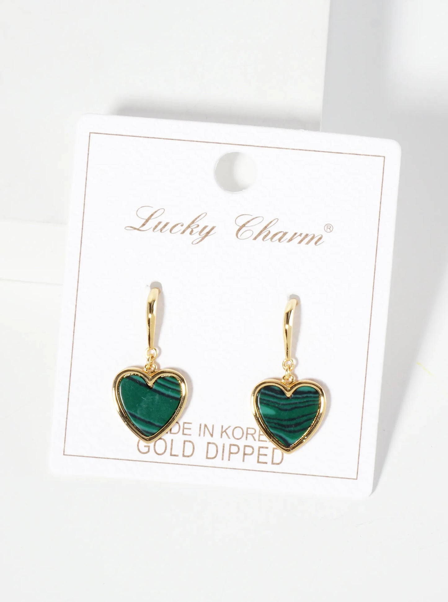 18K-Gold-Dipped 11mm Heart Drop Dangle Earrings