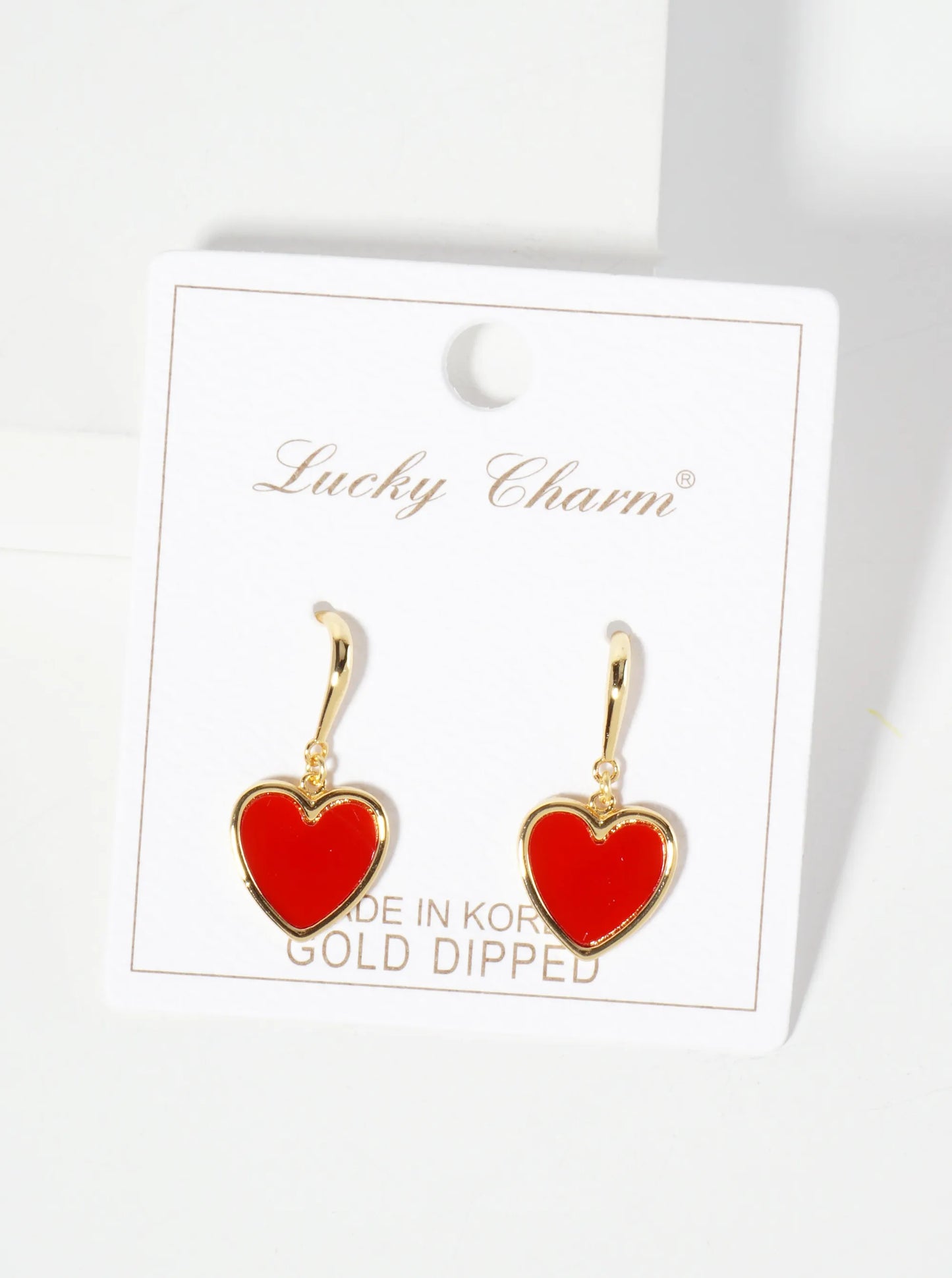 18K-Gold-Dipped 11mm Heart Drop Dangle Earrings