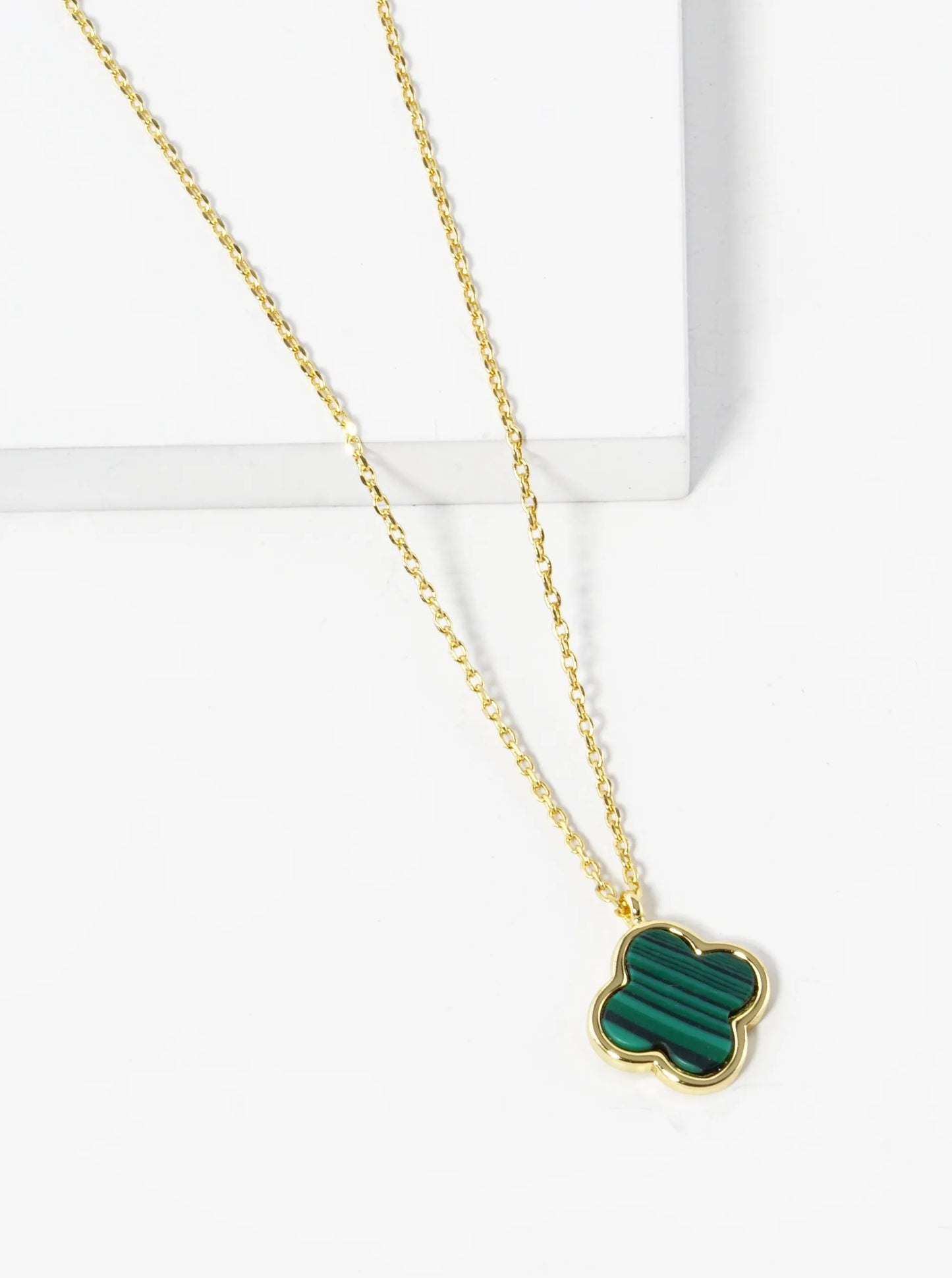 18K Gold Dipped 11mm Quatrefoil Pendant Necklace