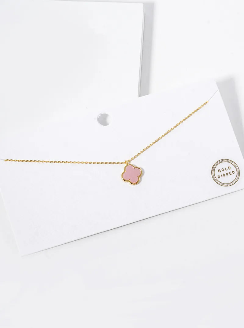 18K Gold Dipped 11mm Quatrefoil Pendant Necklace