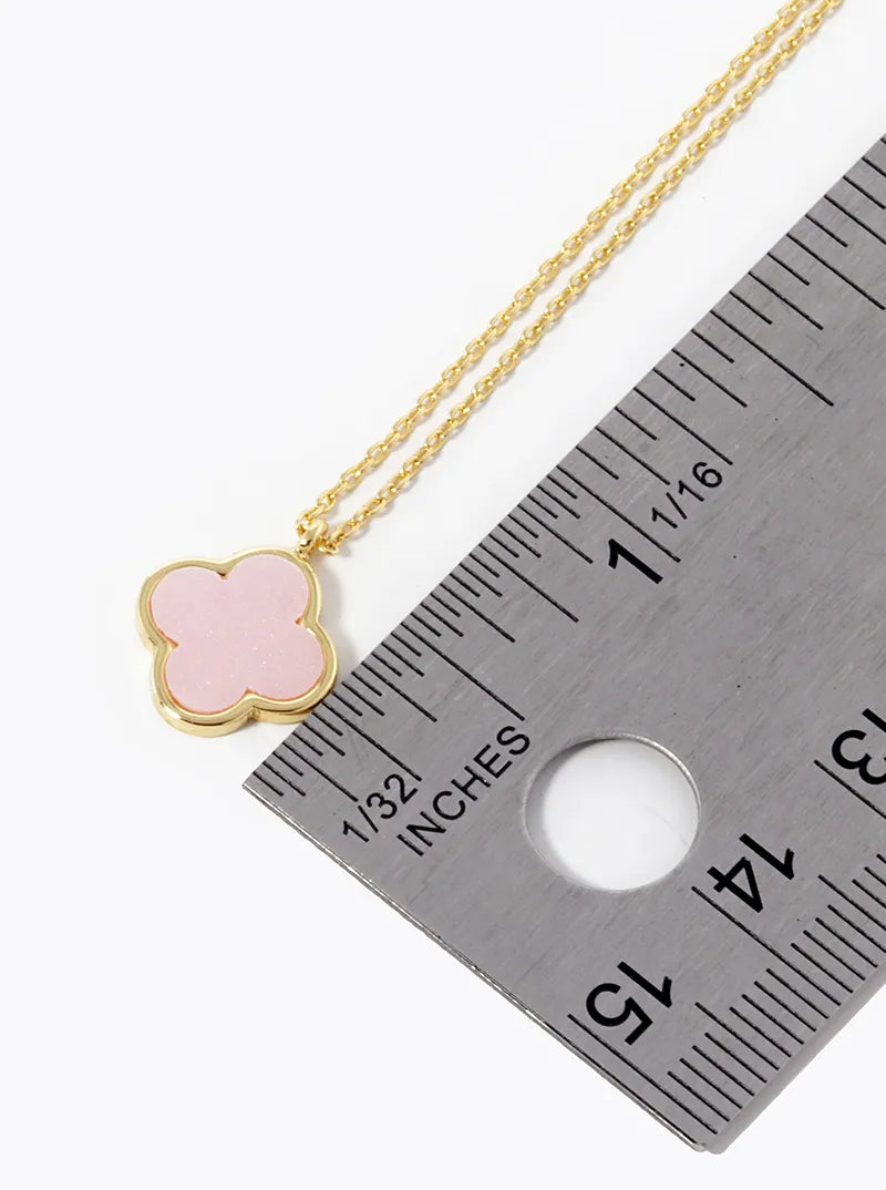 18K Gold Dipped 11mm Quatrefoil Pendant Necklace