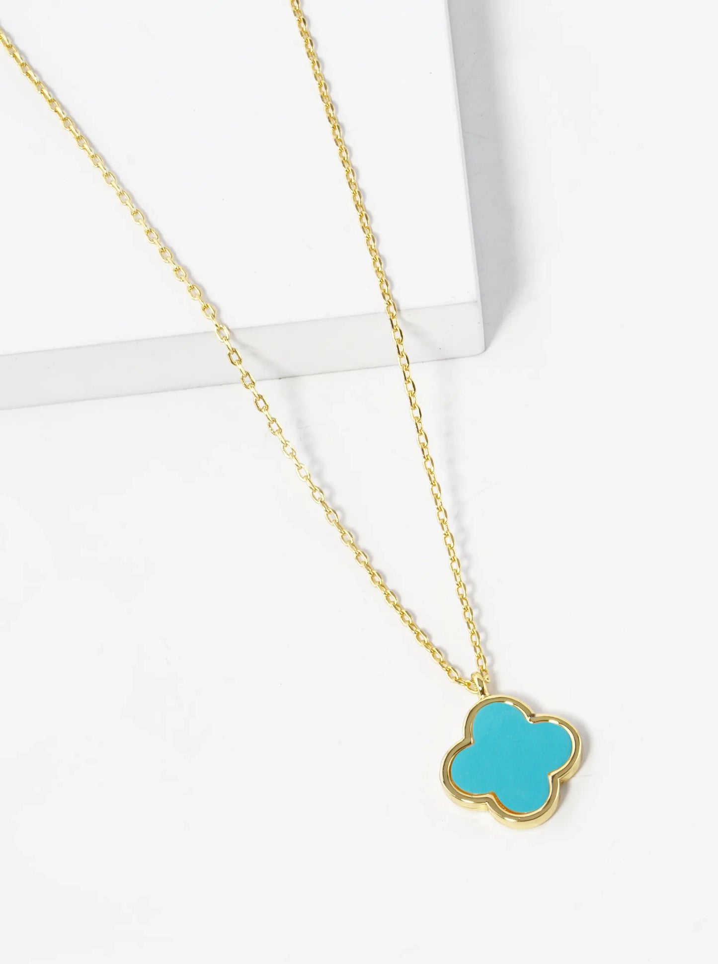 18K Gold Dipped 11mm Quatrefoil Pendant Necklace