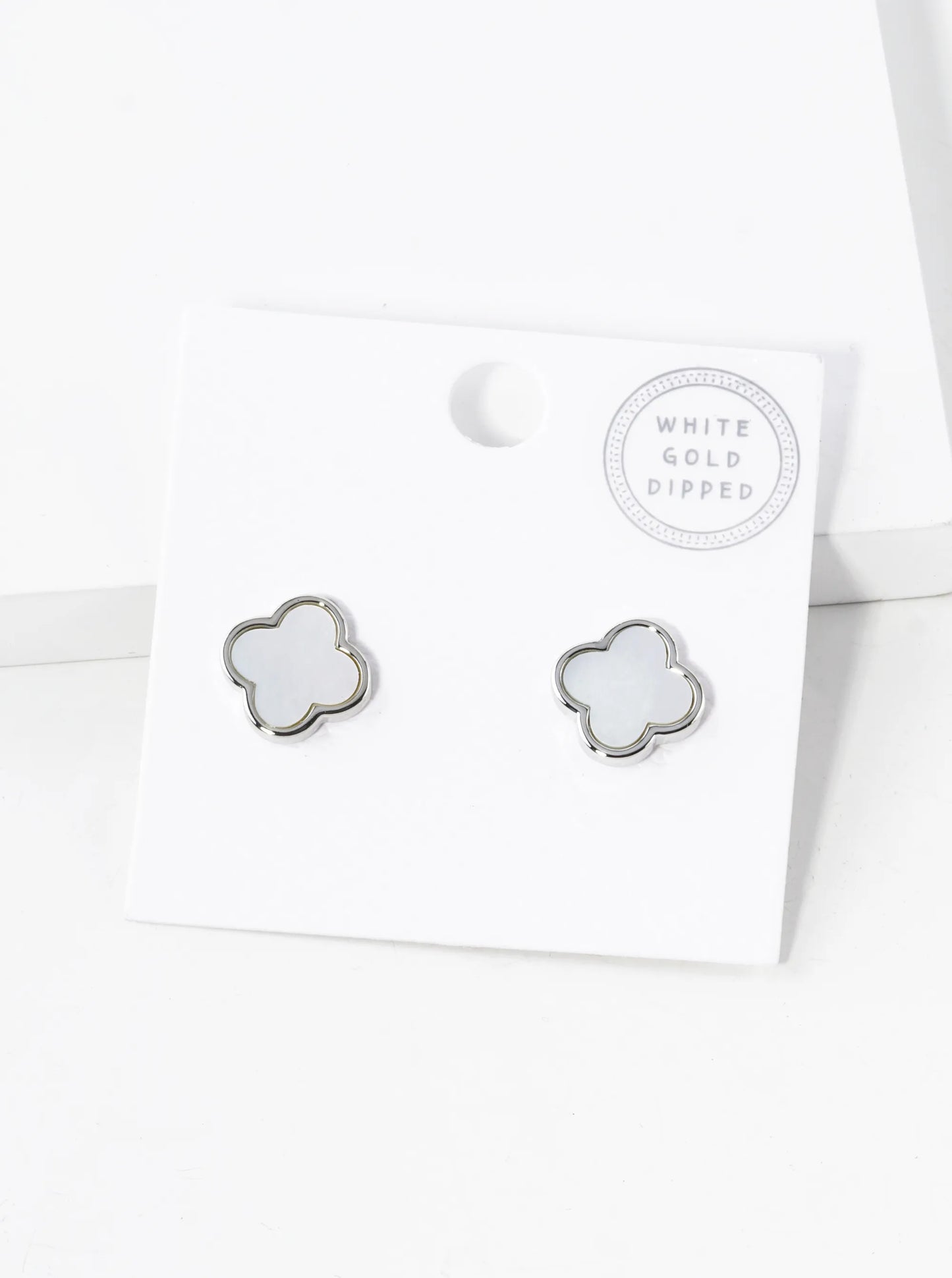 18K Gold Dipped 11mm Semi-Precious Quatrefoil 925 Sterling Sliver Post Stud Earrings